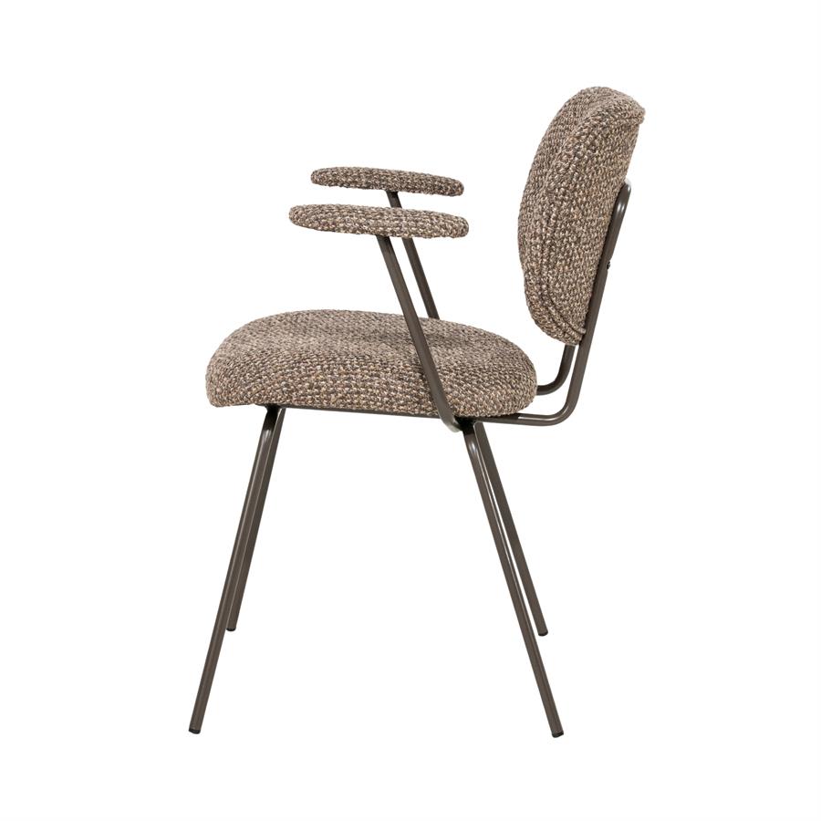 Dining chair Tibbe with armrests Sava (Stof & metaal, Taupe) - Eleonora