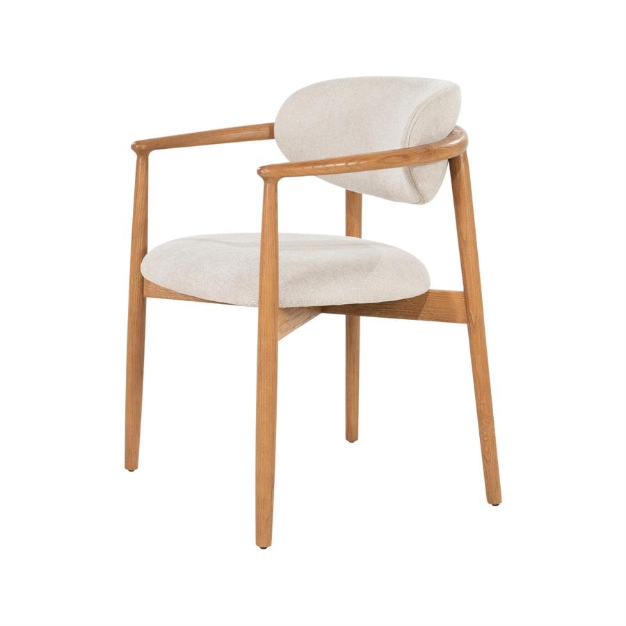 Esszimmerstuhl Roy Dune (Essenhout & Stoff, Beige) - Eleonora