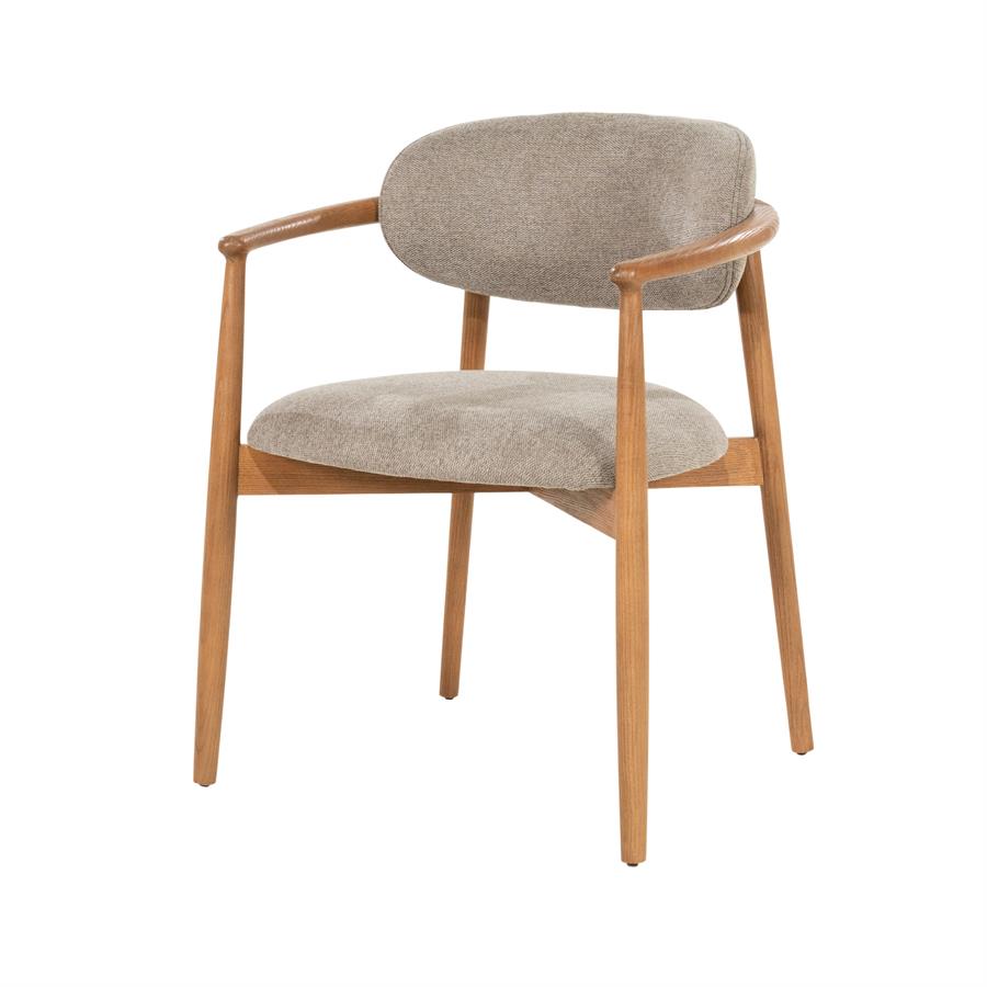 Esszimmerstuhl Roy Dune (Essenhout & Stoff, Beige) - Eleonora