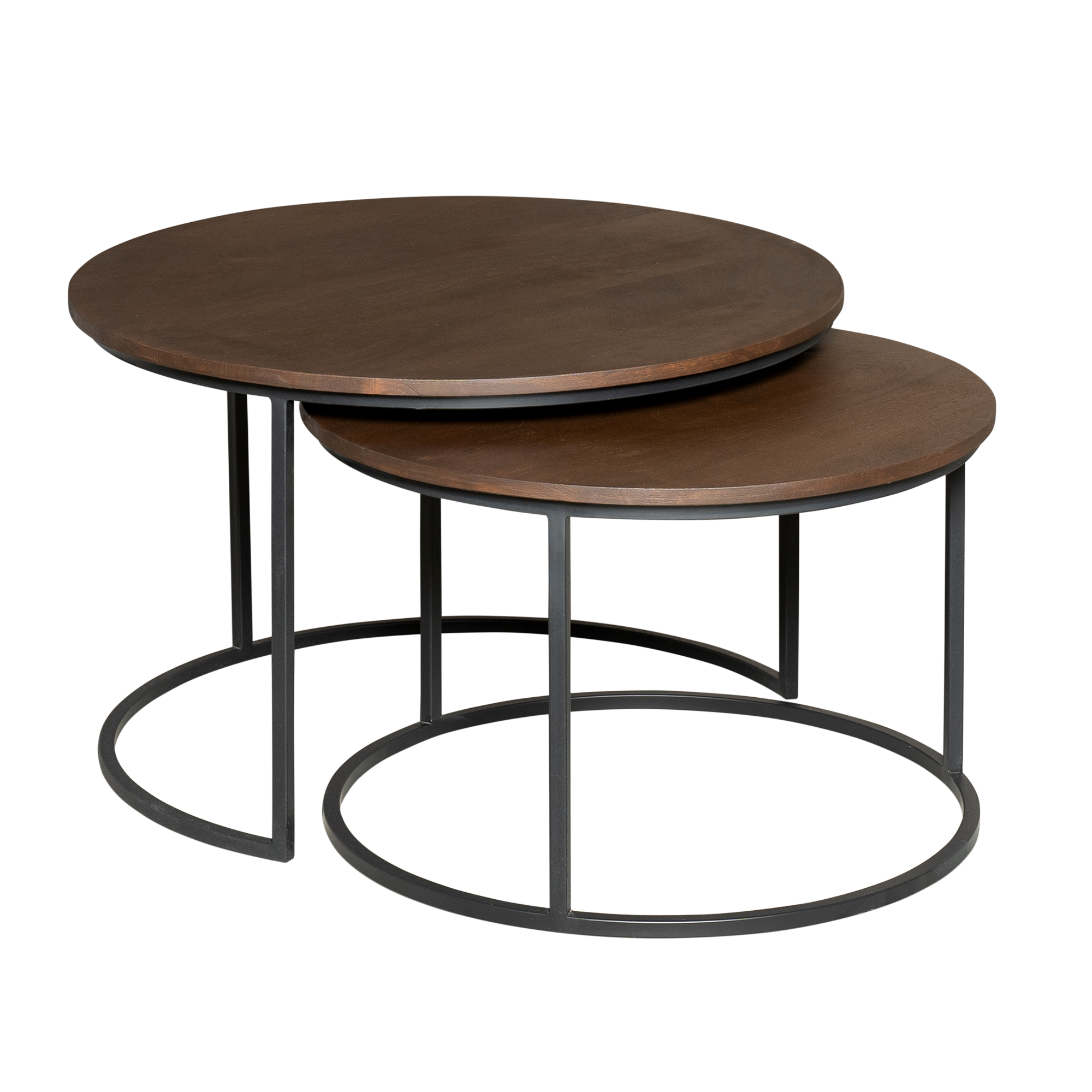Der Couchtisch Madison Sand, ein 3er-Set, steht auf einem Juteteppich in einem modernen Interieur - Starfurn - Braun
