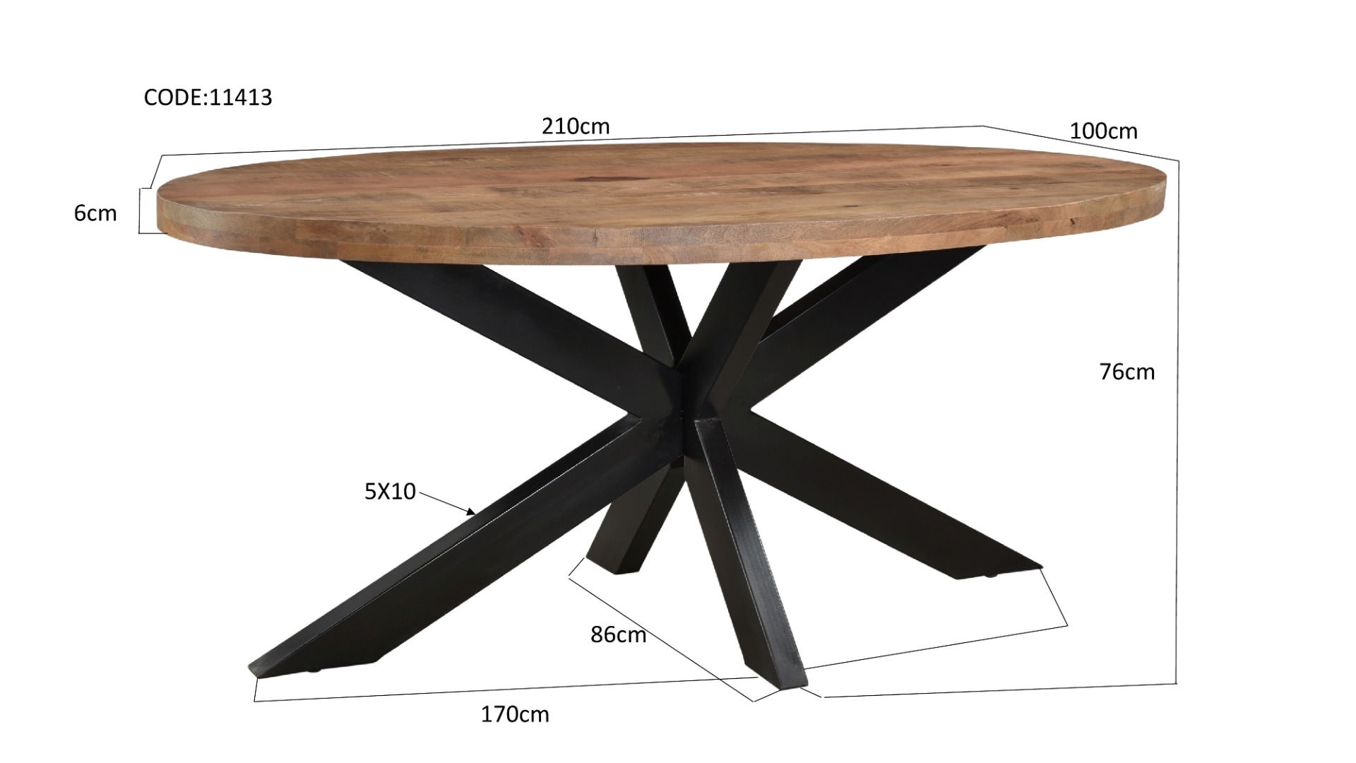 Esstisch Sturdy Oval 210 cm - Livingfurn