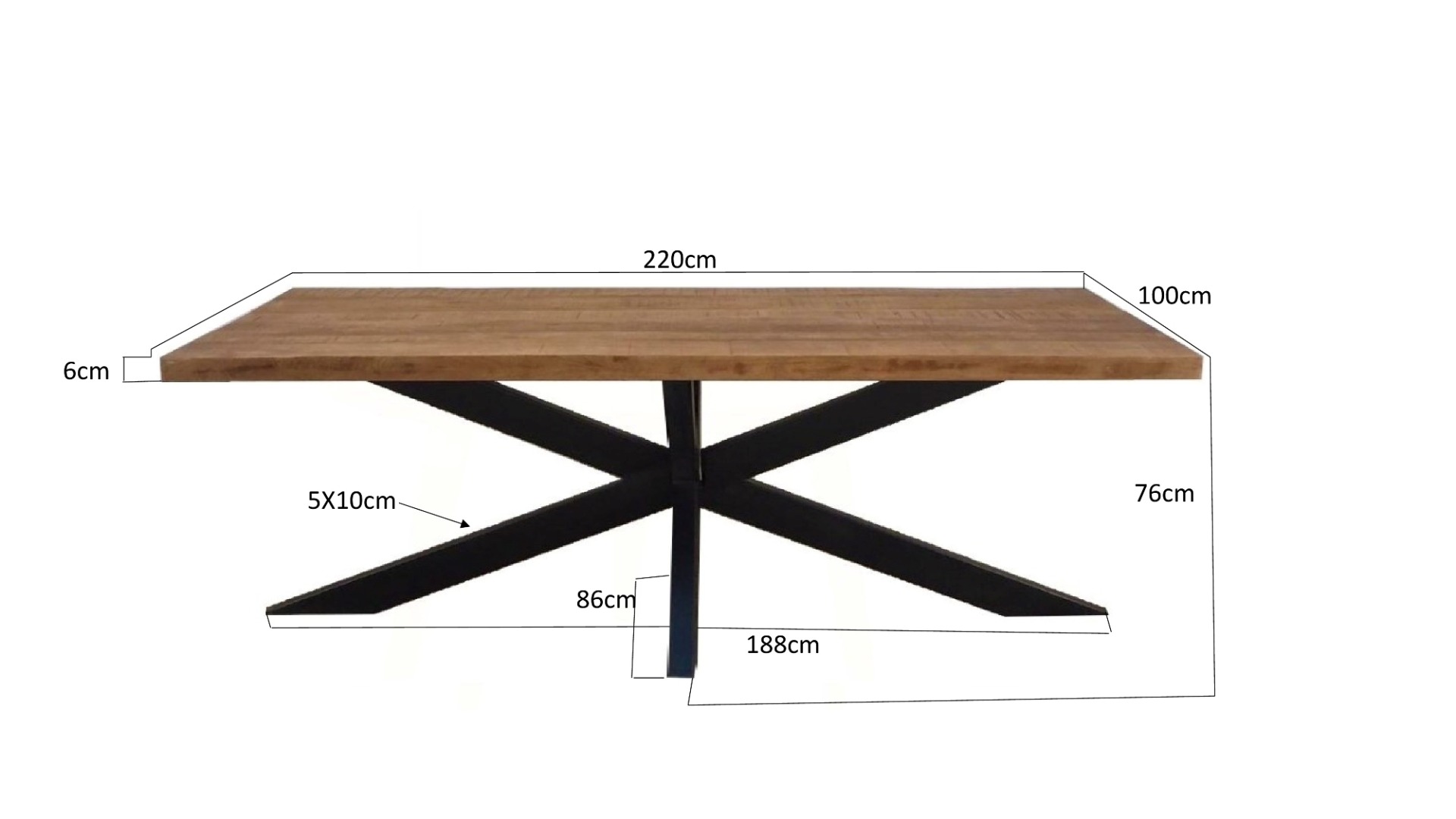 Dining Table Sturdy Spider 220 cm - Livingfurn