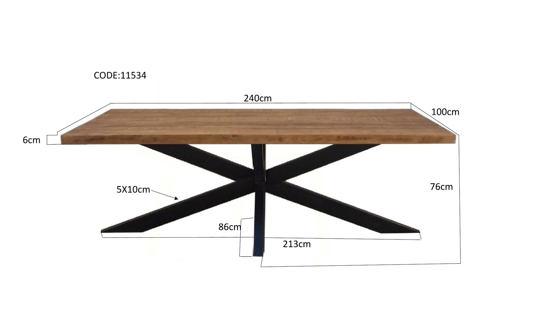 Esstisch Sturdy Spider 240 cm - Livingfurn