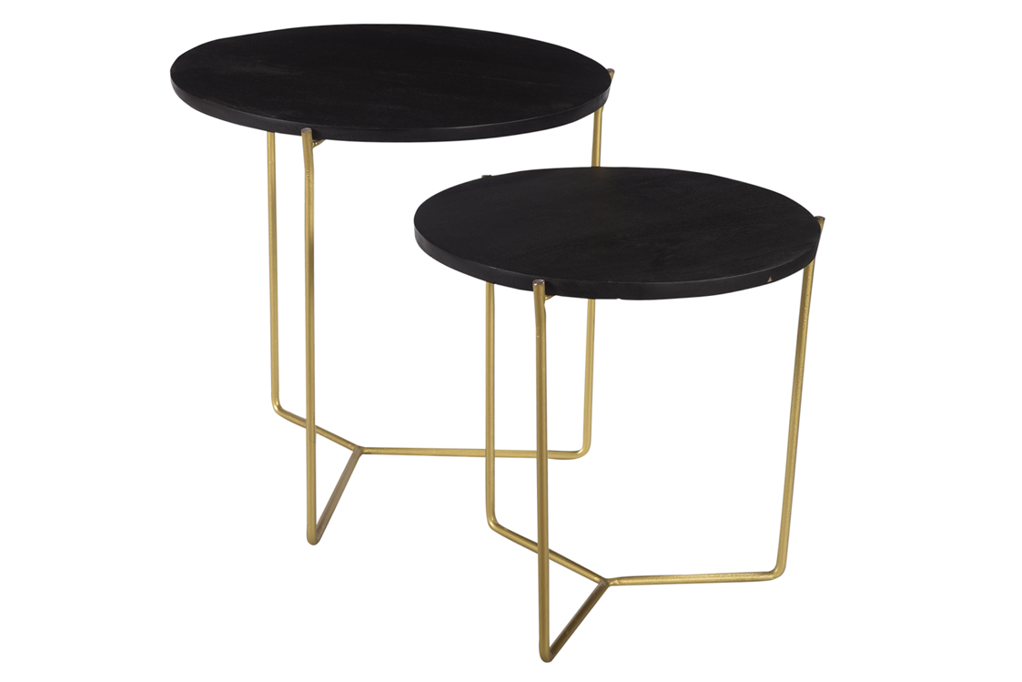 Side Table Mason Black/Brass set of 2 - Livingfurn