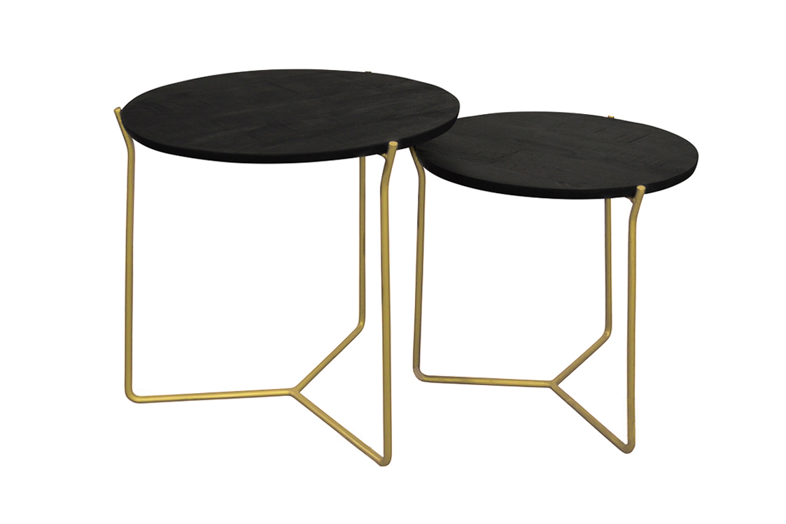 Side Table Mason Black/Brass set of 2 - Livingfurn