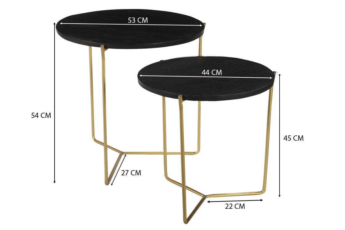 Side Table Mason Black/Brass set of 2 - Livingfurn