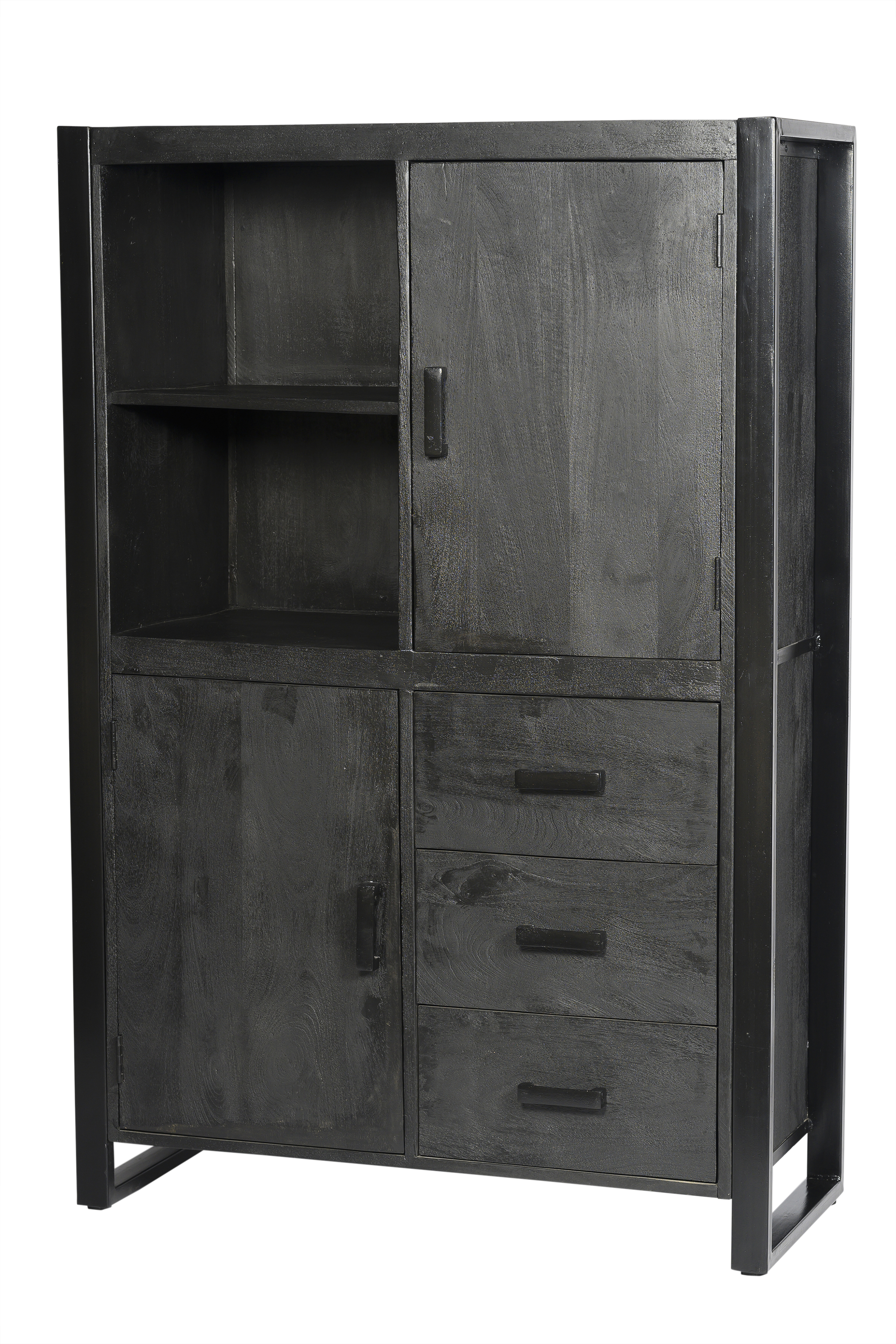 Schrank Norris 100 cm (Mangoholz, Schwarz) - Livingfurn