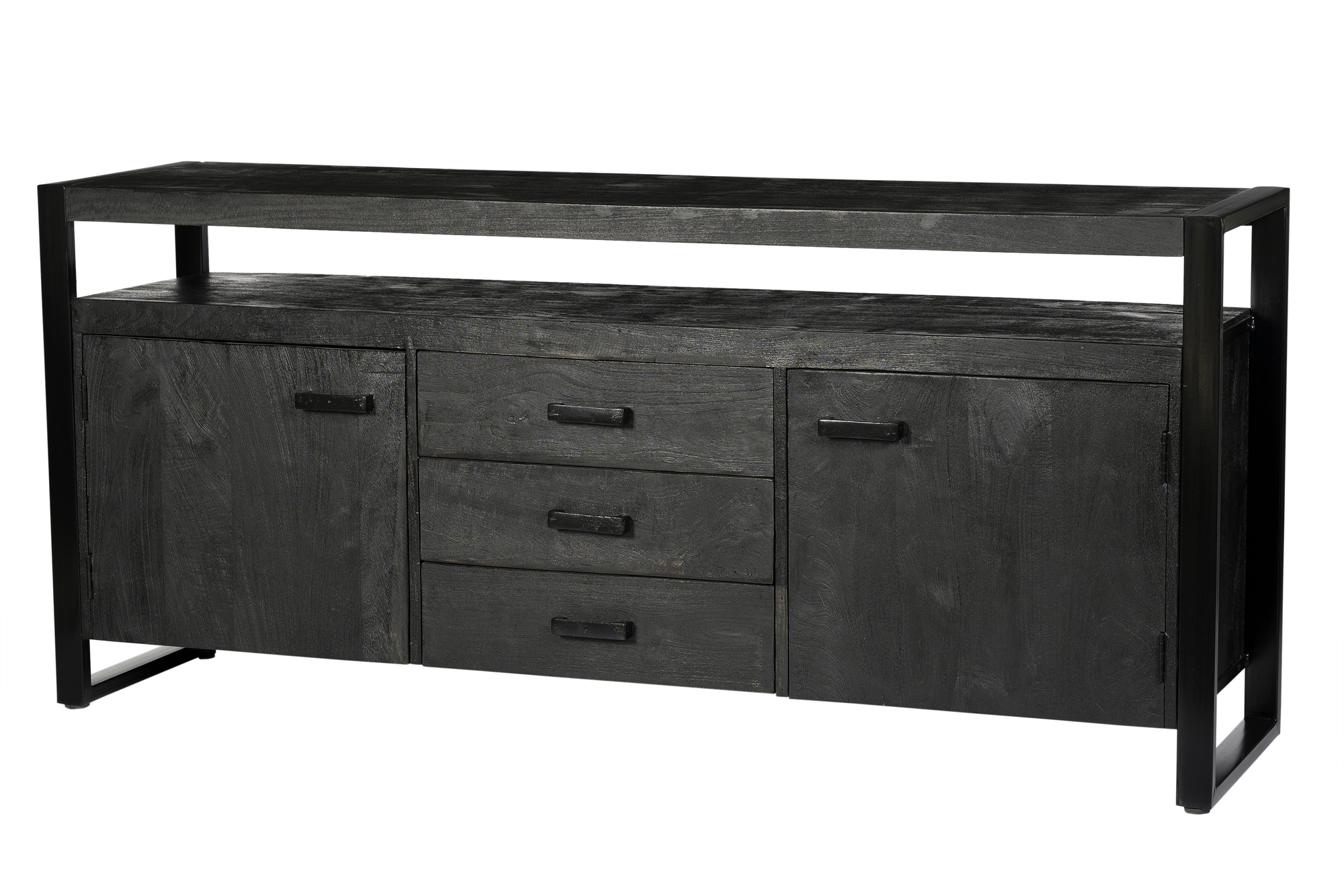 Sideboard Norris 180 cm (Mangoholz, Schwarz) - Livingfurn