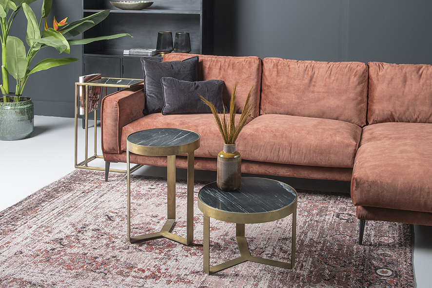 Glennis Marble Black Gold Coffee Table 40 cm - Livingfurn