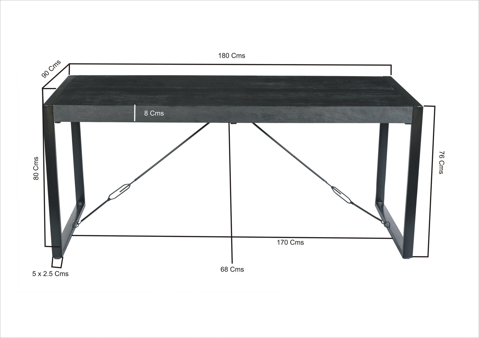 Norris Dining Table 180x90 cm - Livingfurn