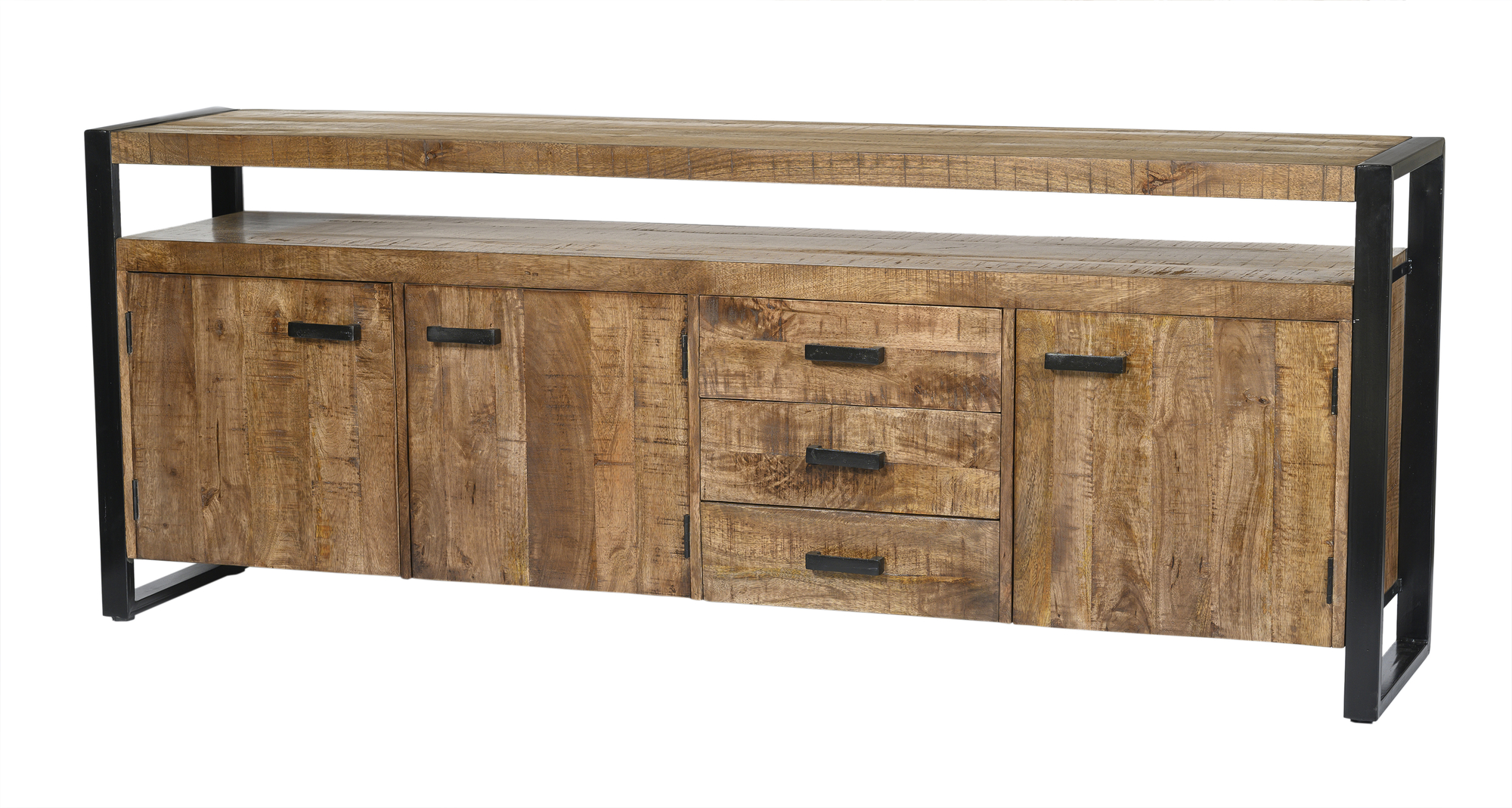 Sideboard Nairobi 210cm (Mango wood, Black) - Livingfurn