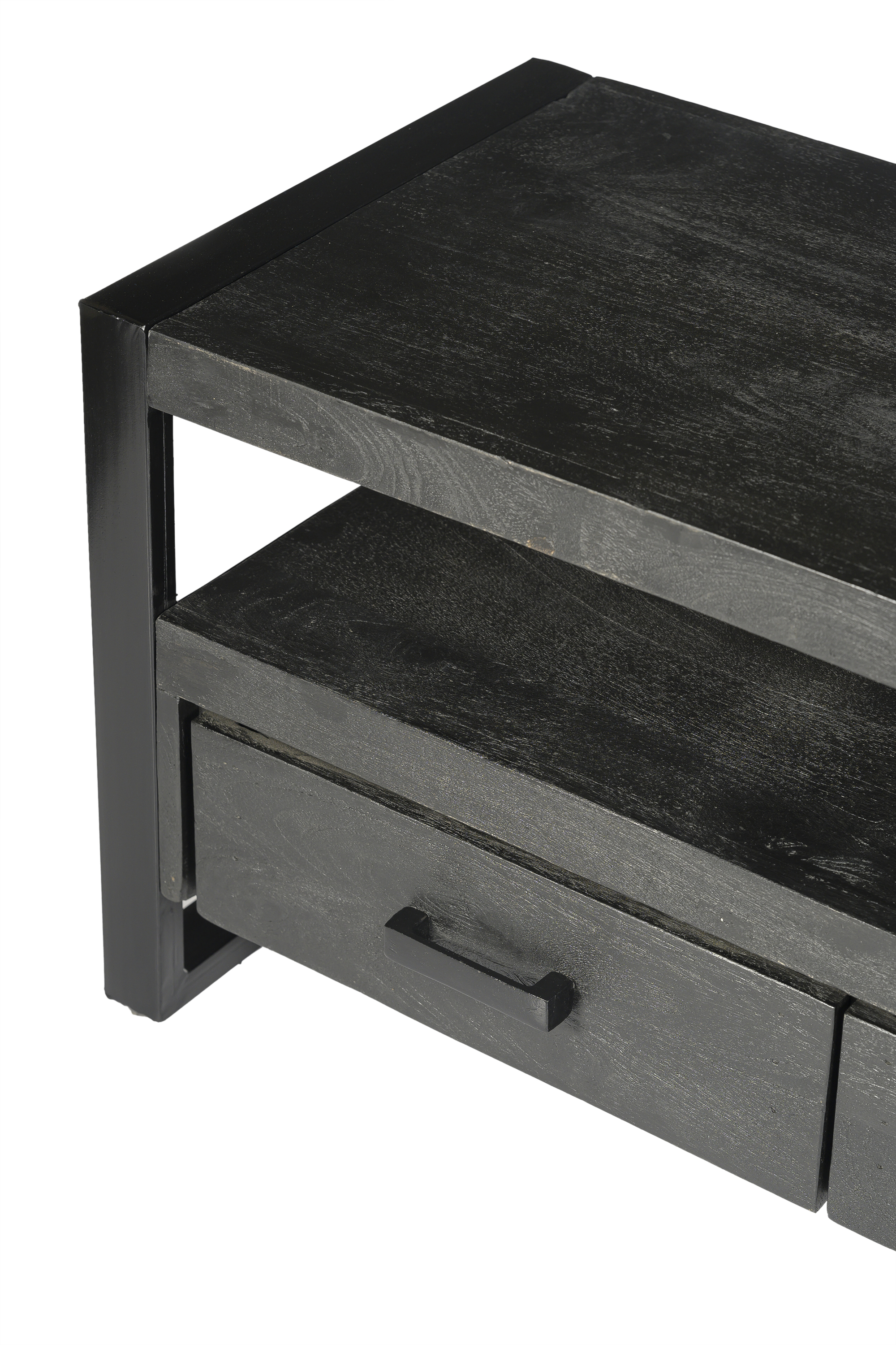 TV-Möbel Norris 150 cm (Mangoholz, Schwarz) - Livingfurn