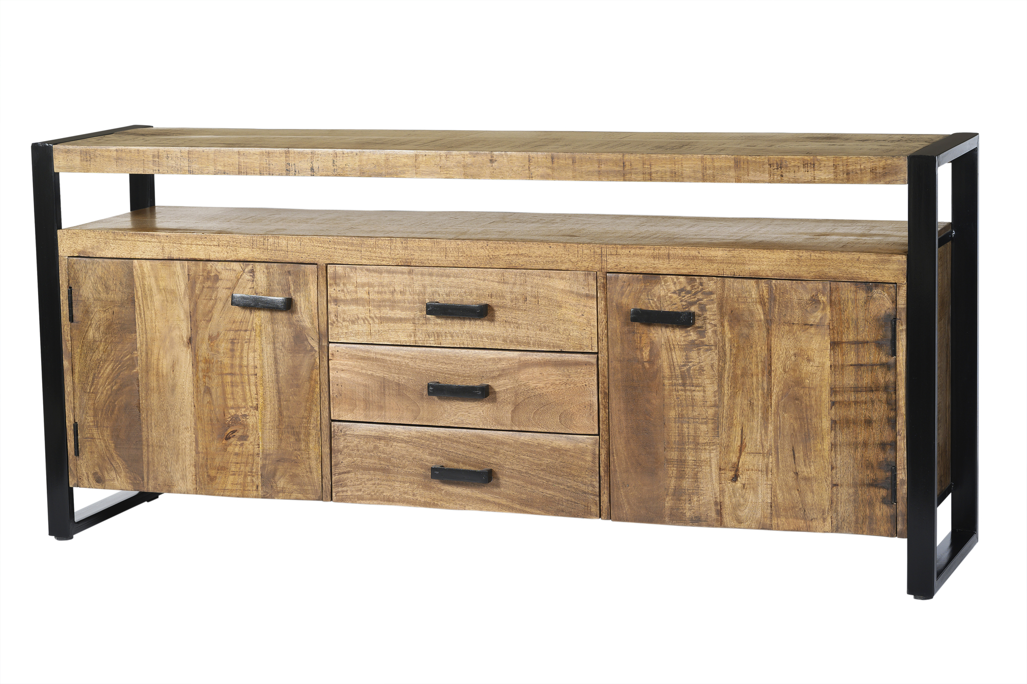 Sideboard Nairobi 180 cm (Mango wood, Black) - Livingfurn