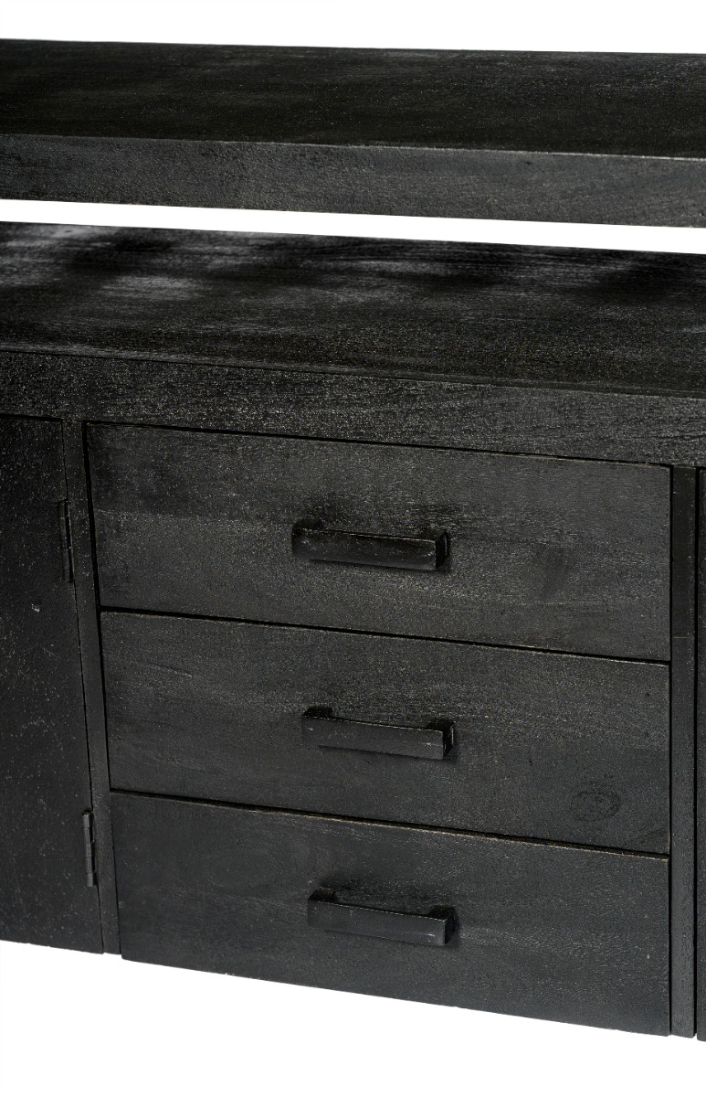 Sideboard Norris 210 cm (Mangoholz, Schwarz) - Livingfurn