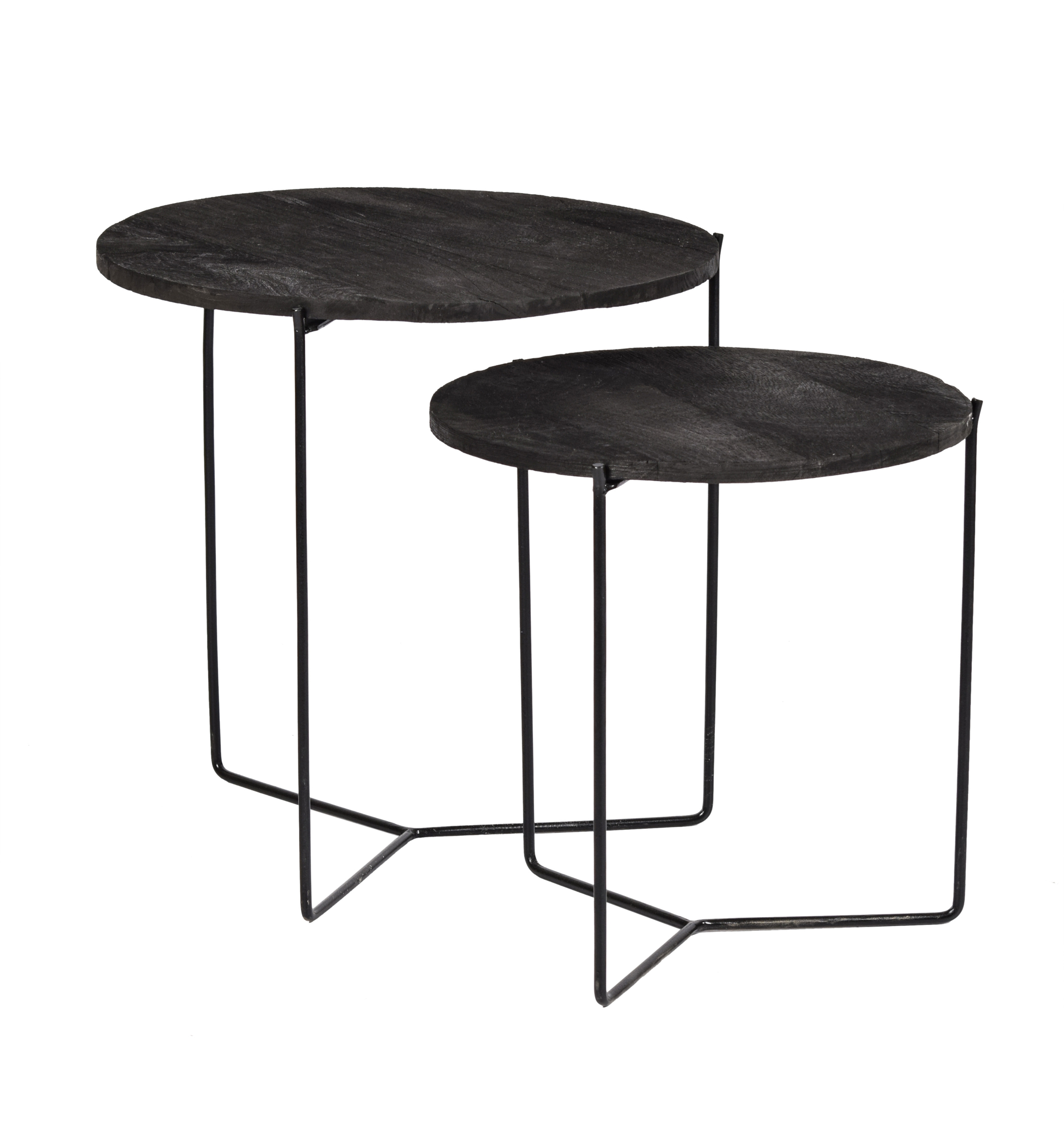 Mason Black/Black Side Table set of 2 - Livingfurn
