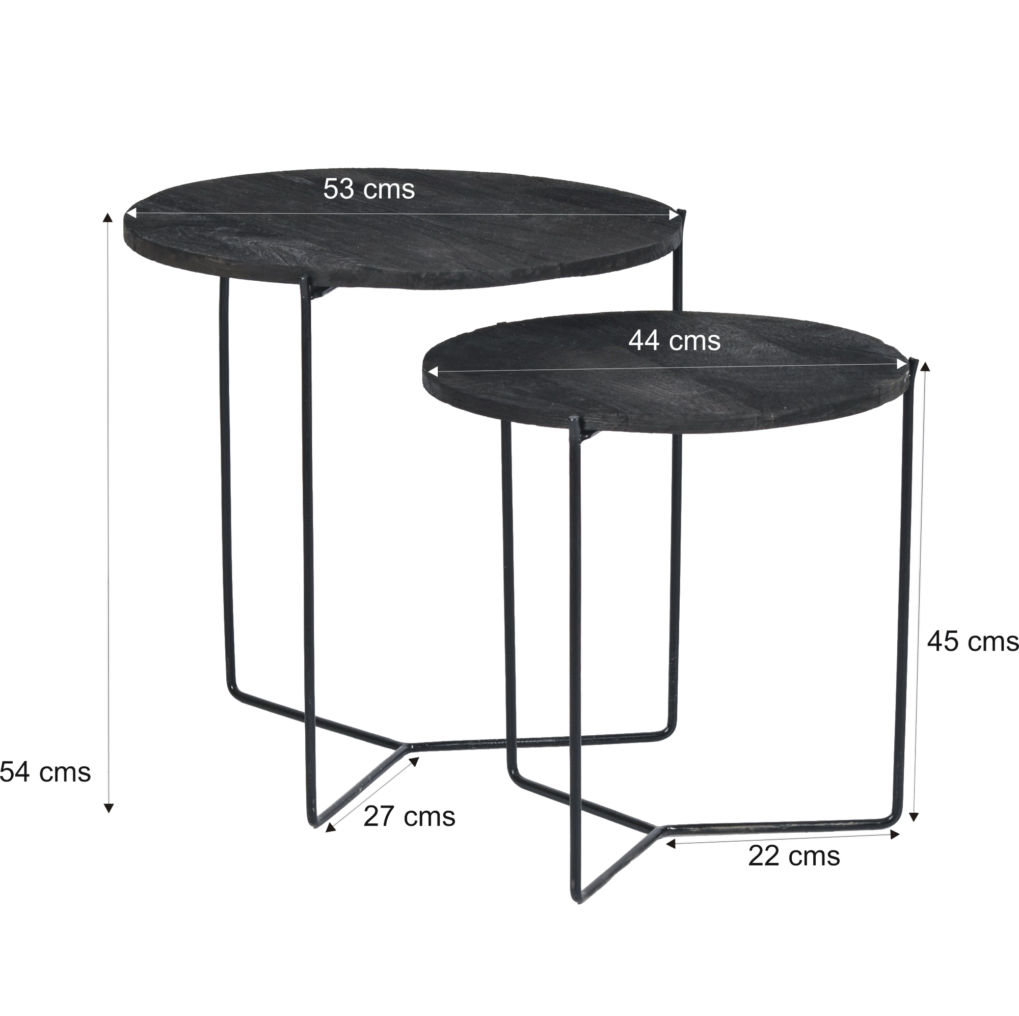 Mason Black/Black Side Table set of 2 - Livingfurn