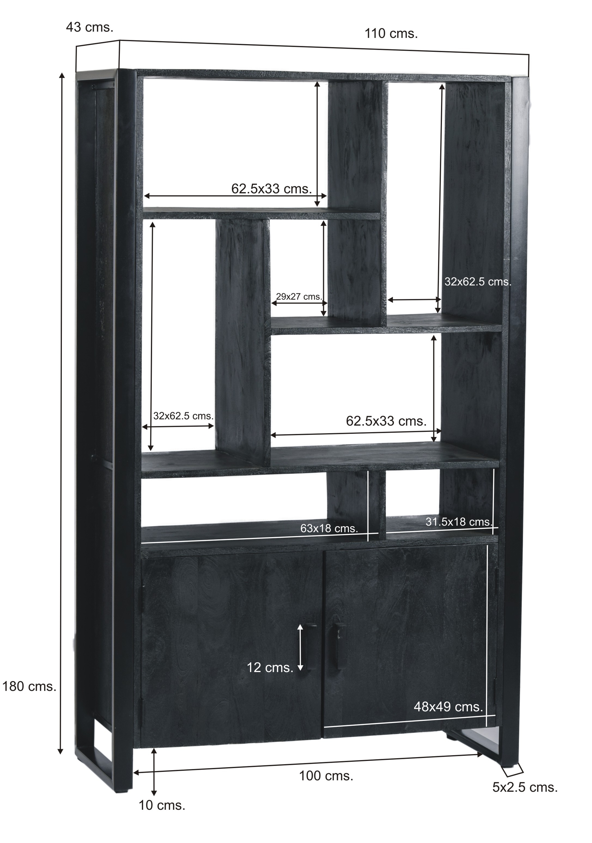 Schrank Norris 110cm (Mangoholz, Schwarz) - Livingfurn