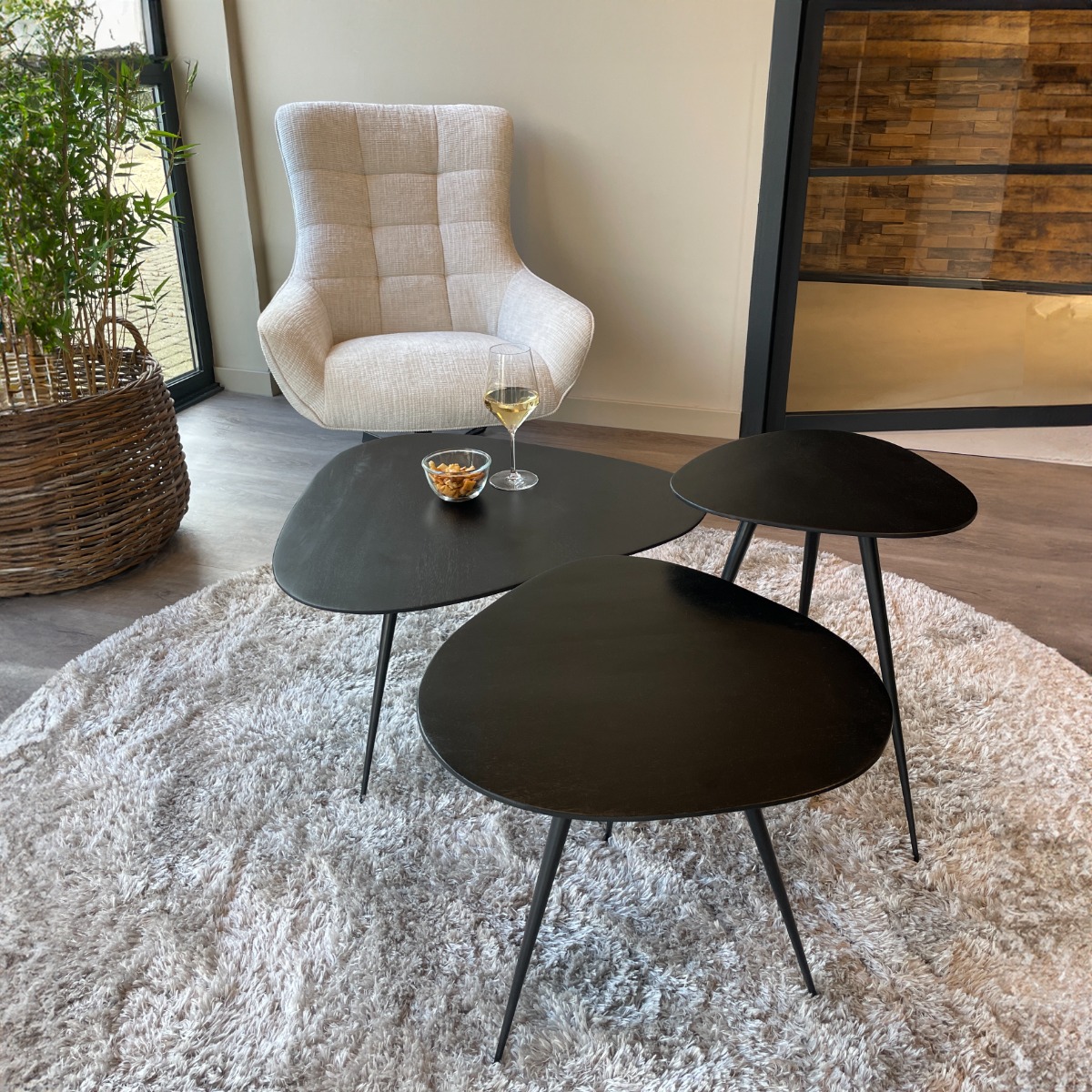 Salontafel Loua Black set van 3 - Brix