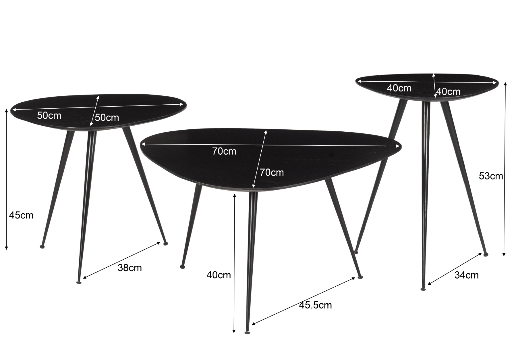 Salontafel Loua Black set van 3 - Brix