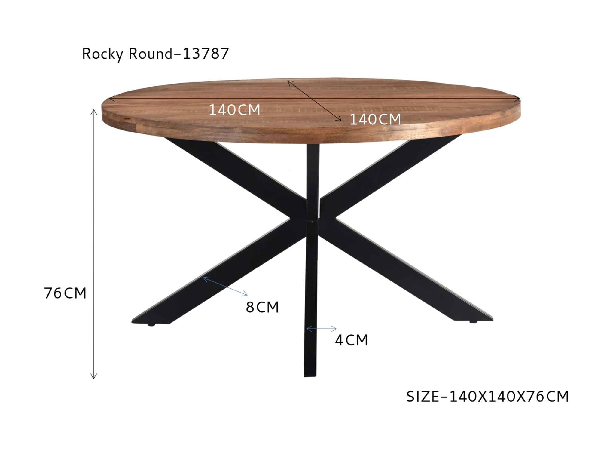 Eettafel Rocky Round Spider 140cm - Livingfurn