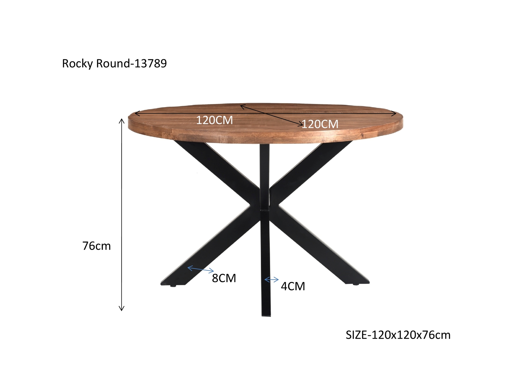 Eettafel Rocky Round Spider 120cm - Livingfurn