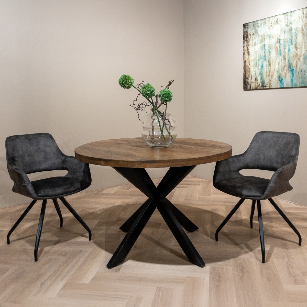 Eettafel Rocky Round Spider 120cm - Livingfurn