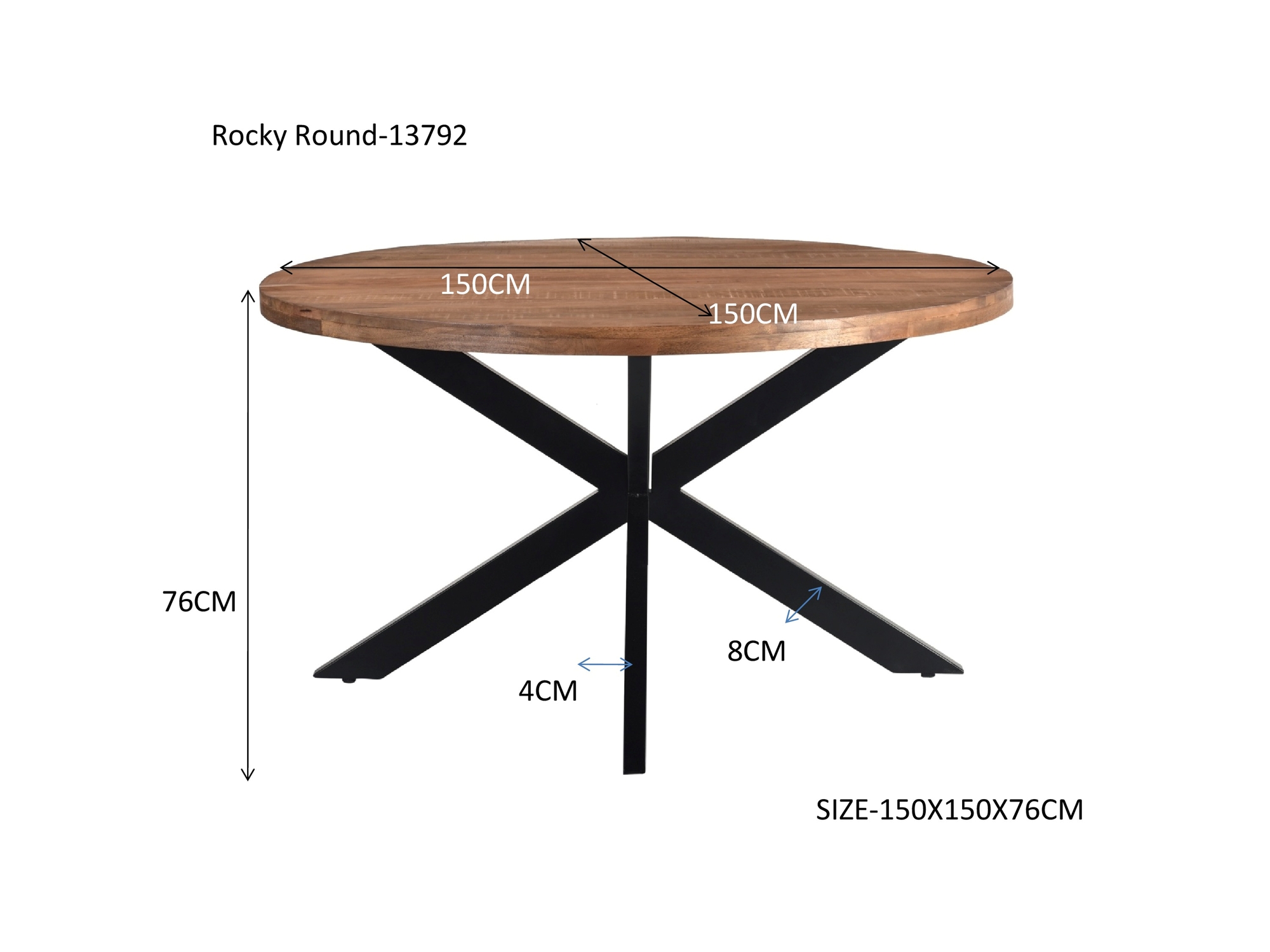 Eettafel Rocky Round Spider 150cm - Livingfurn