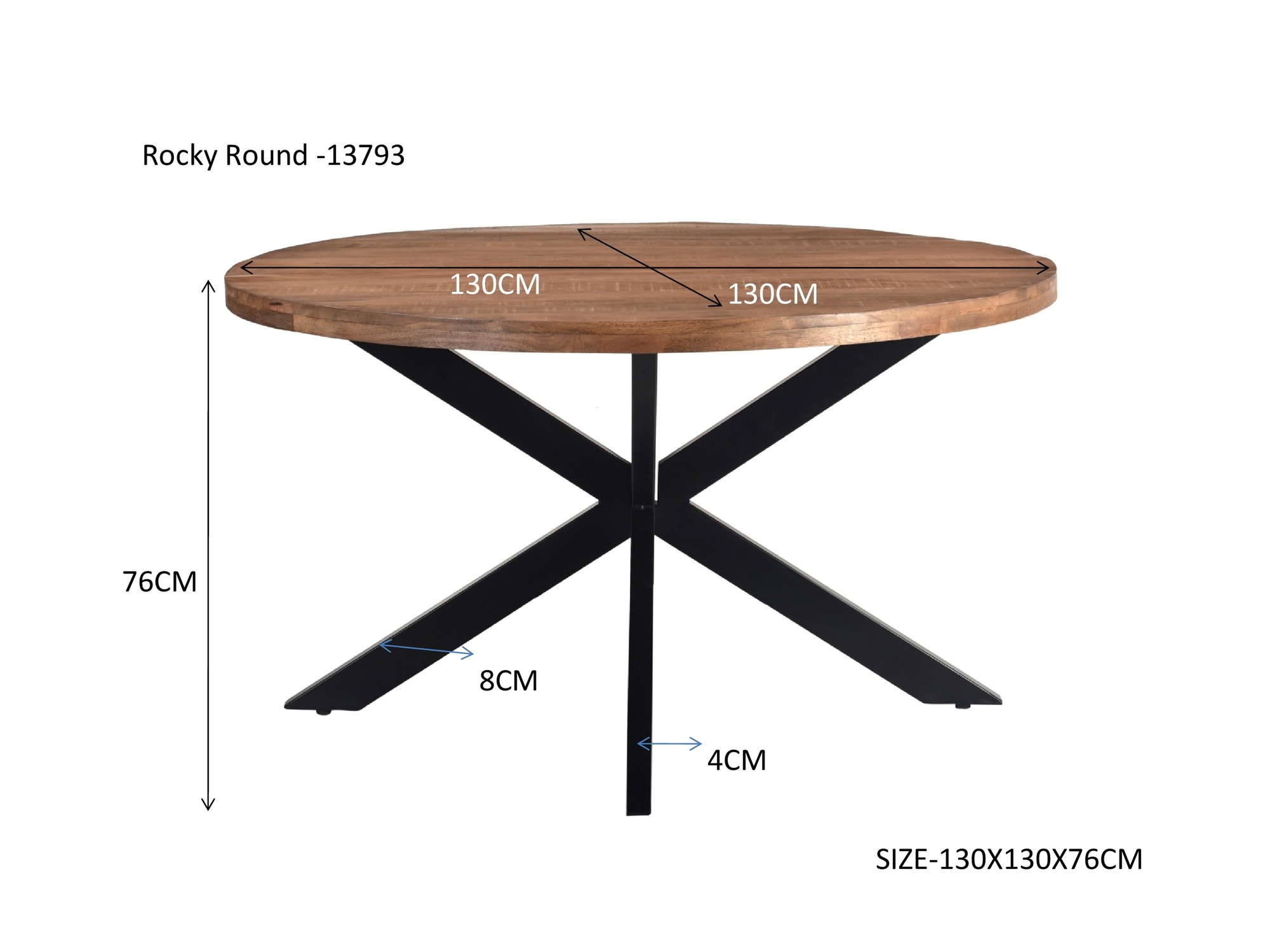 Esstisch Rocky Round Spider 130cm - Livingfurn