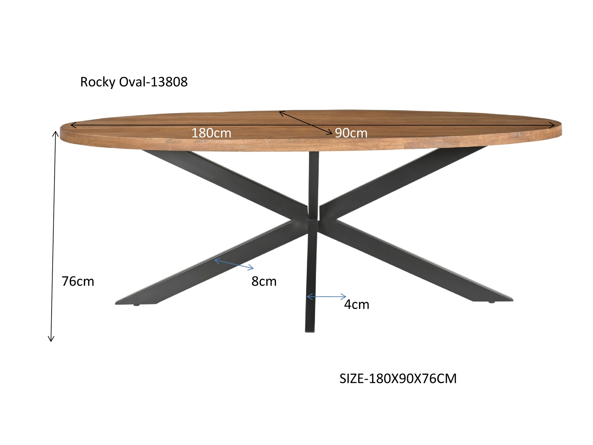 Dining Table Rocky Oval 180 cm - Livingfurn