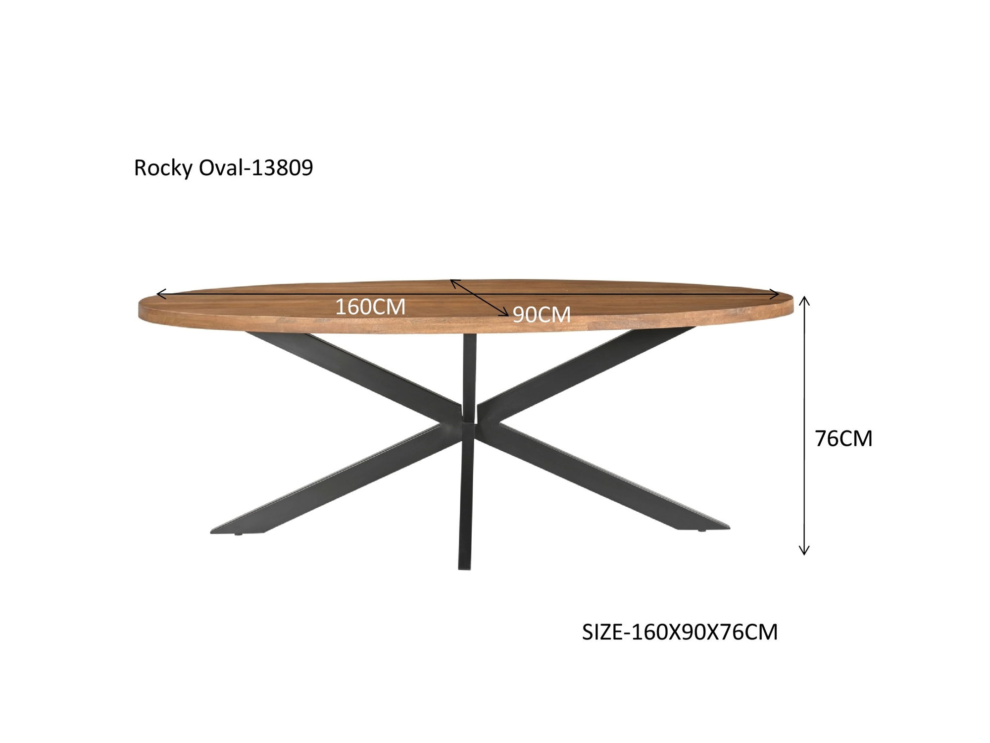 Dining Table Rocky Oval 160 cm - Livingfurn