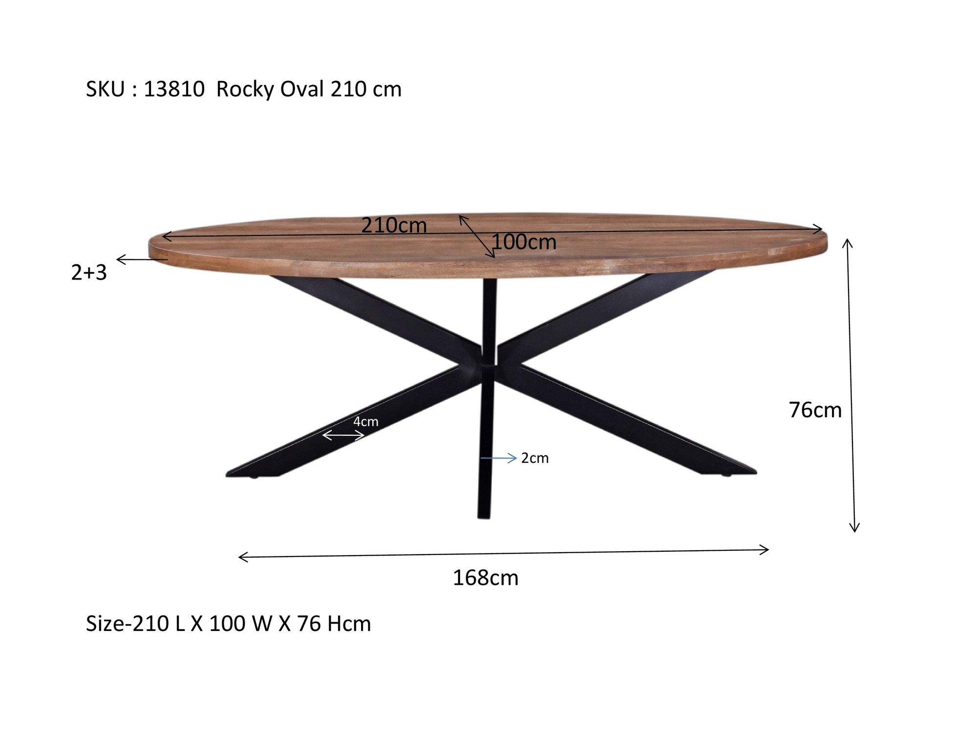 Dining Table Rocky Oval 210 cm - Livingfurn