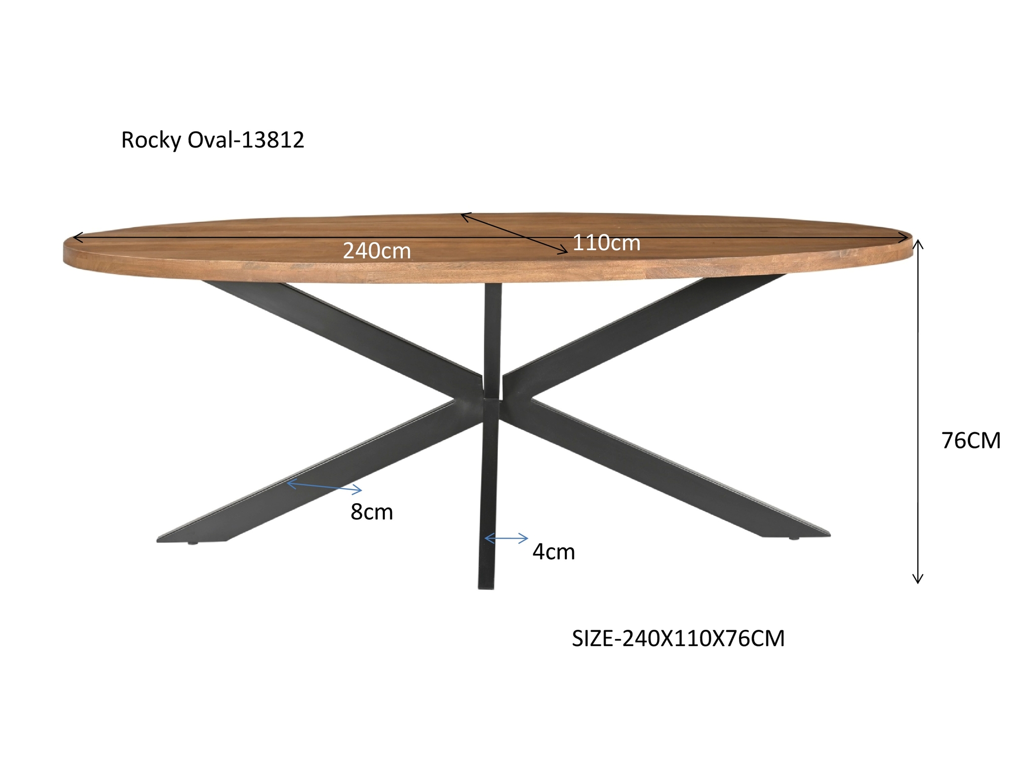 Eettafel Rocky Oval 240 cm - Livingfurn