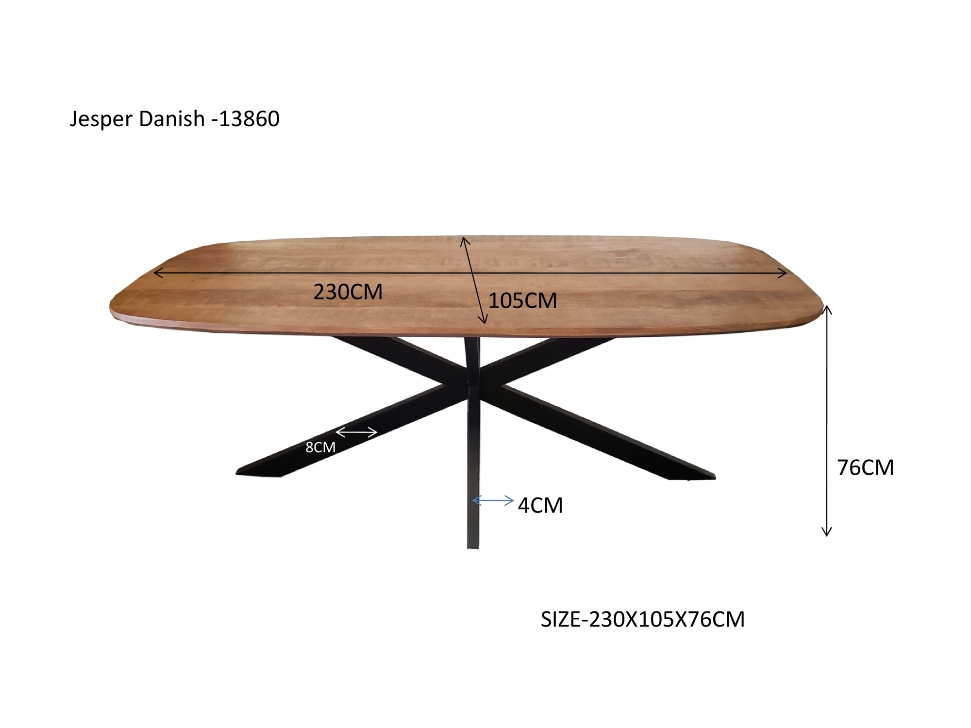 Dining Table Jesper Danish Oval 230cm - Livingfurn