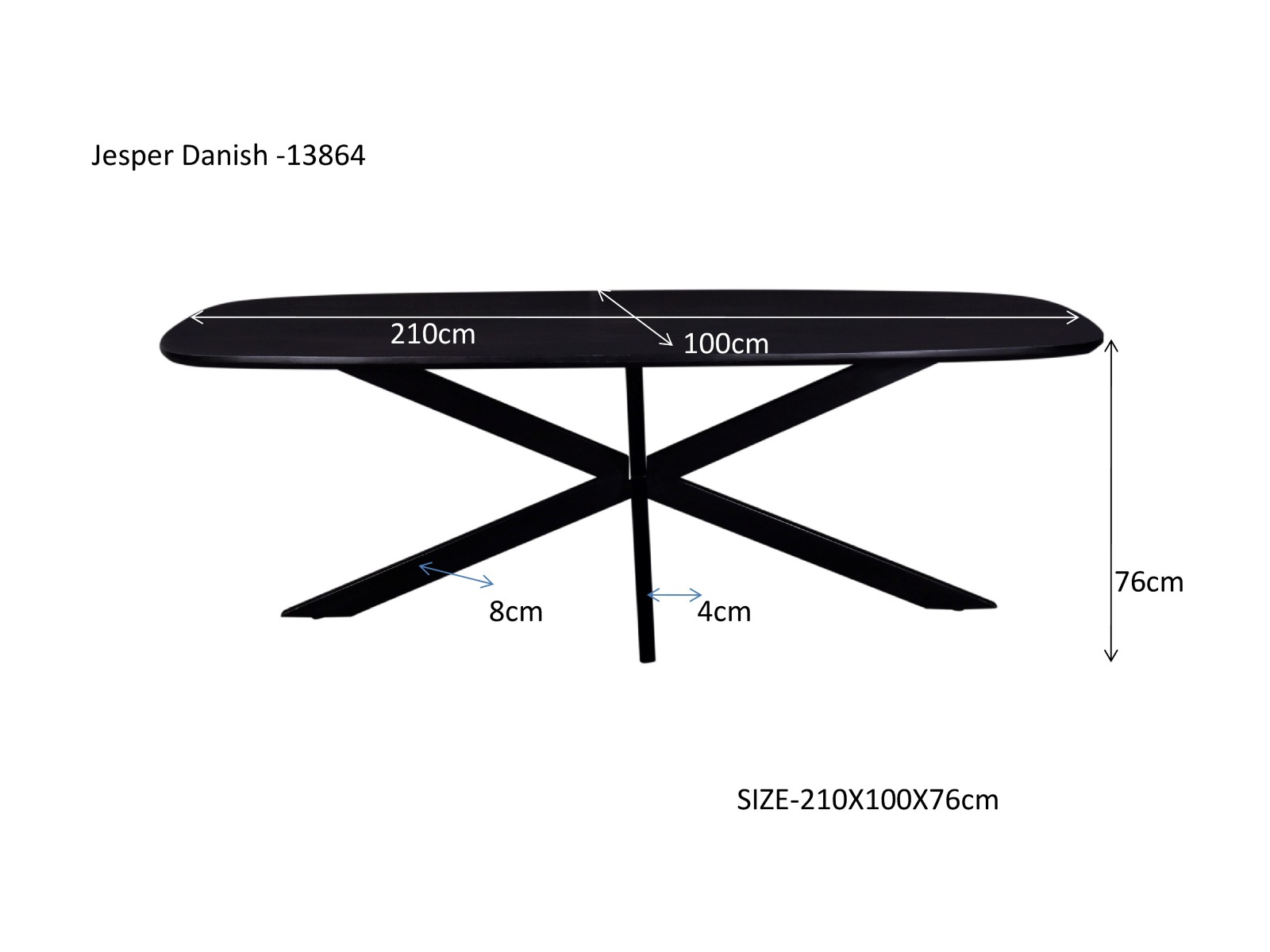 Eettafel Jesper Danish Oval Black 210cm - Livingfurn