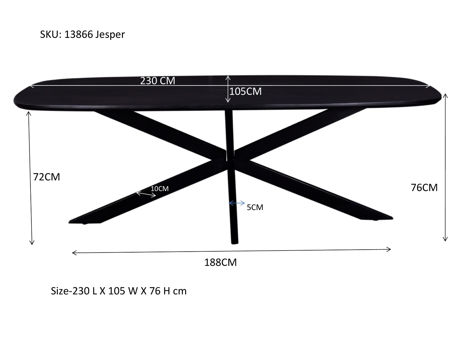 Eettafel Jesper Danish Oval Black 230cm - Livingfurn