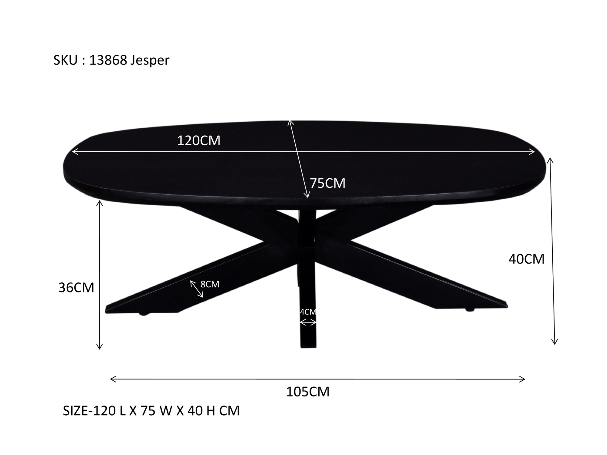 Salontafel Jesper Black 120 - Livingfurn
