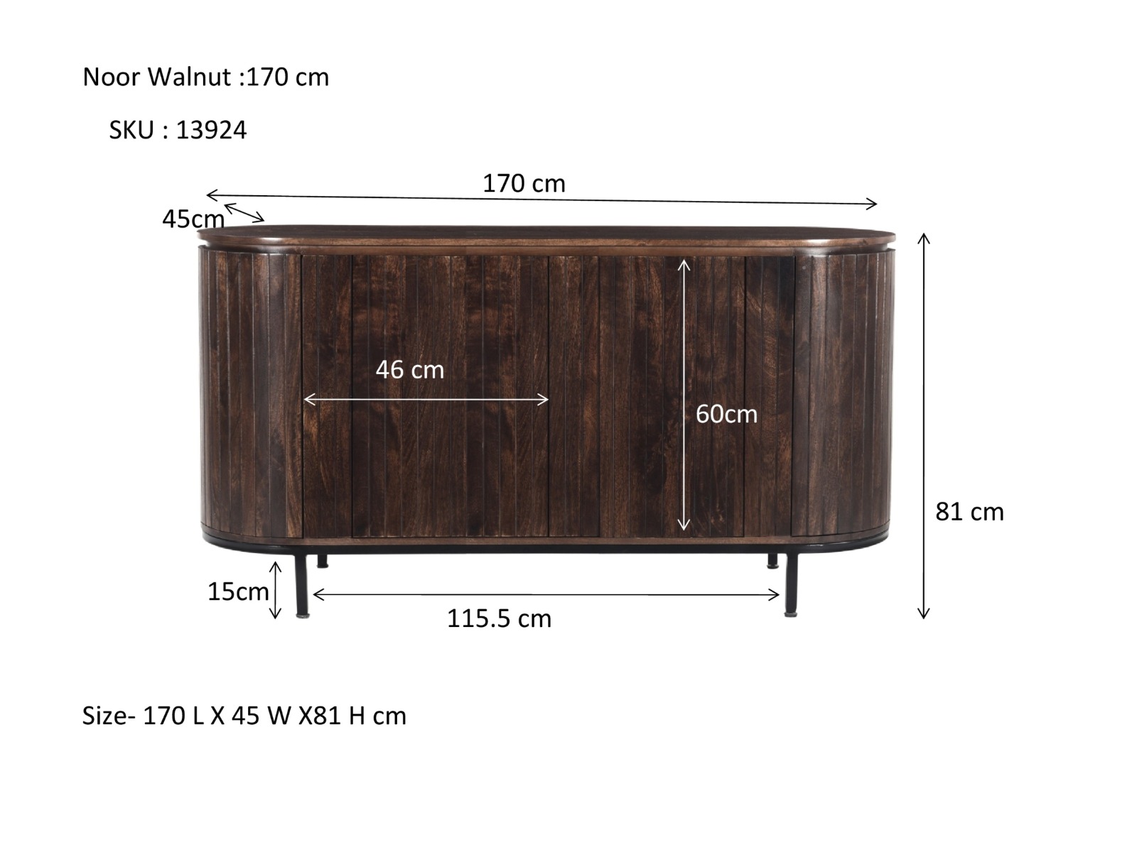 Sideboard Noor Walnut 170cm - Livingfurn