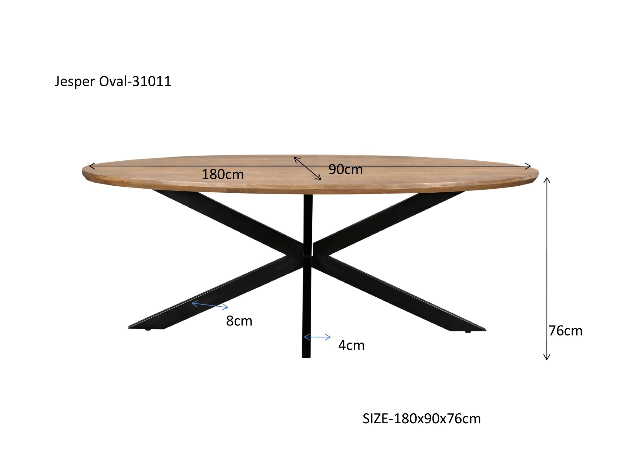 Eettafel Jesper Oval 180 cm - Livingfurn