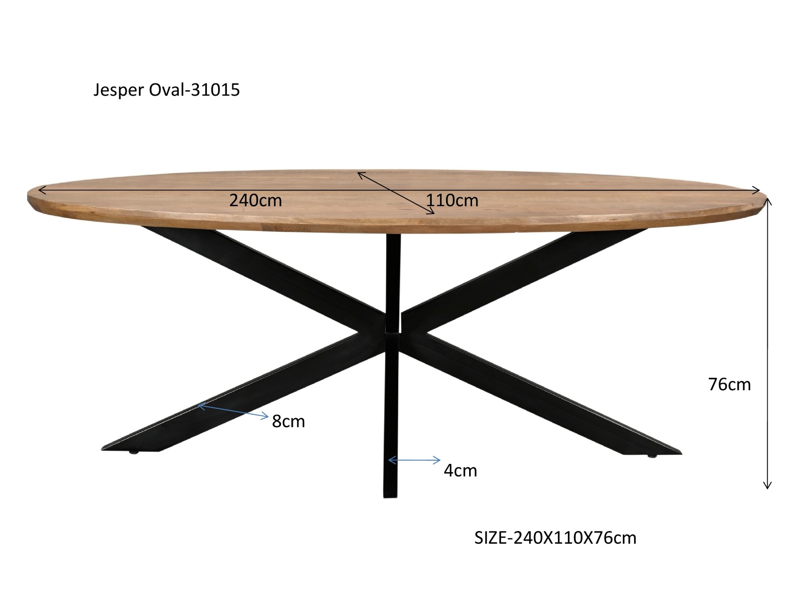 Eettafel Jesper Oval 240 cm - Livingfurn