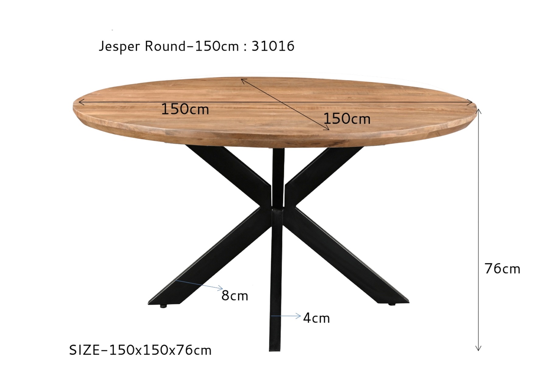 Jesper Round Dining Table 150cm - Livingfurn
