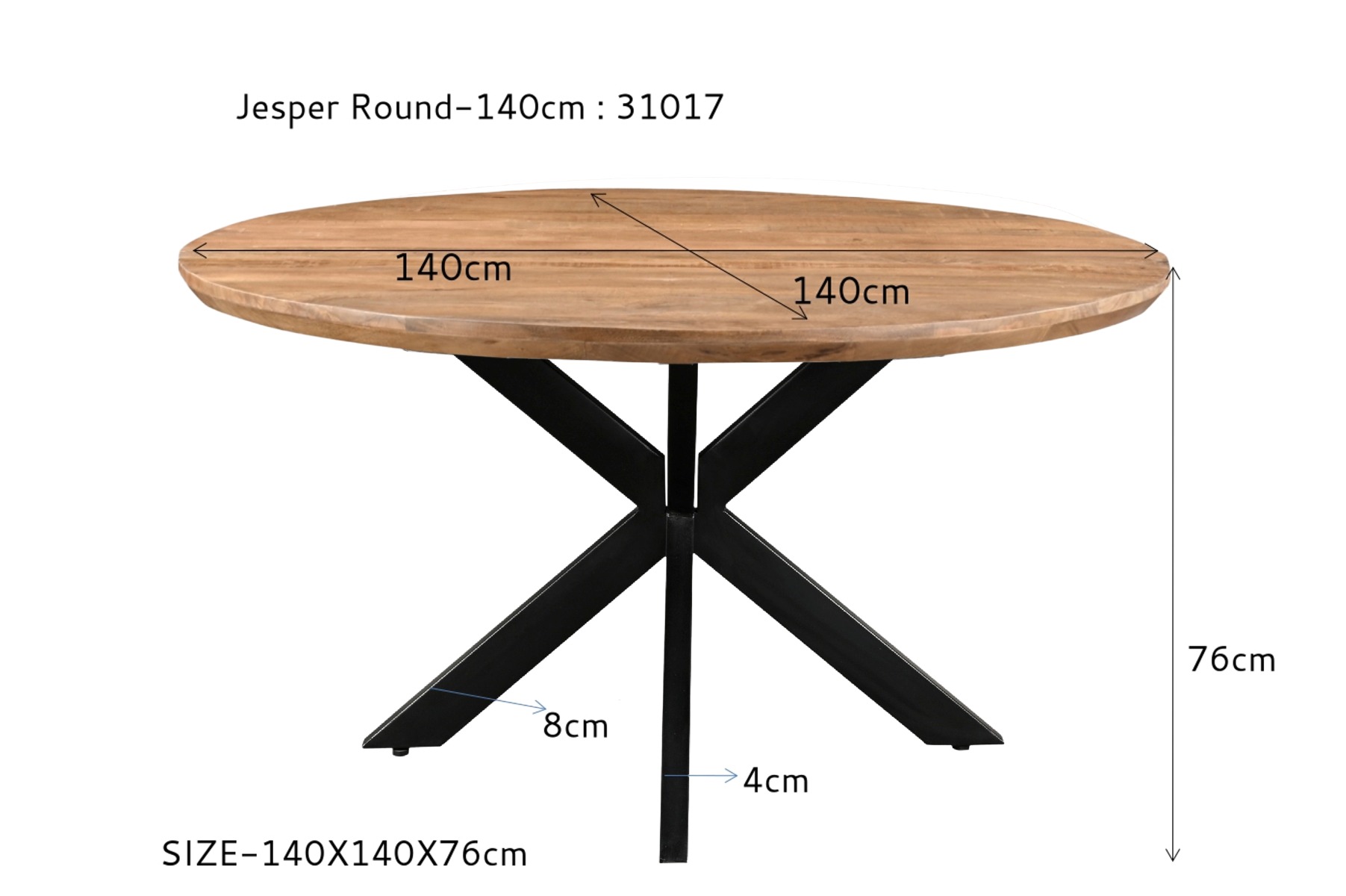 Jesper Round Dining Table 140cm - Livingfurn
