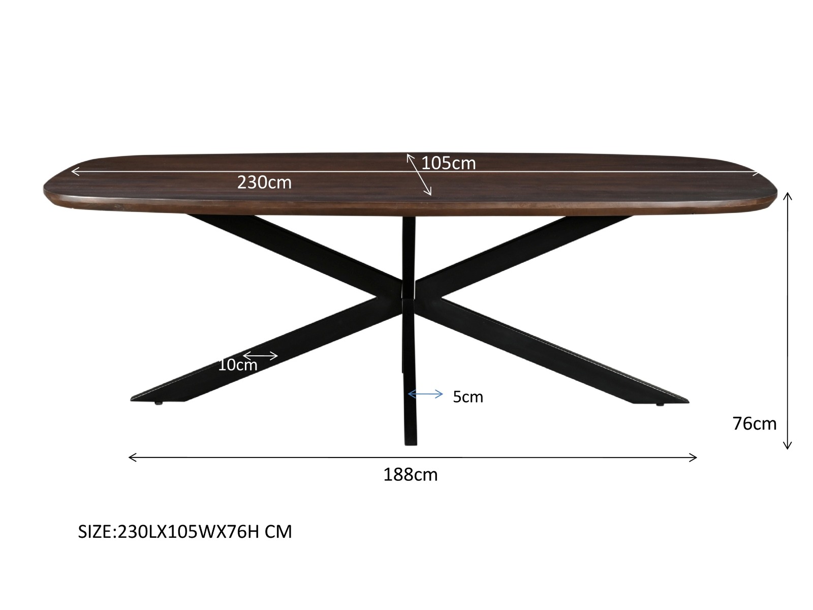 Eettafel Jesper Danish Oval Brown 230 cm - Livingfurn