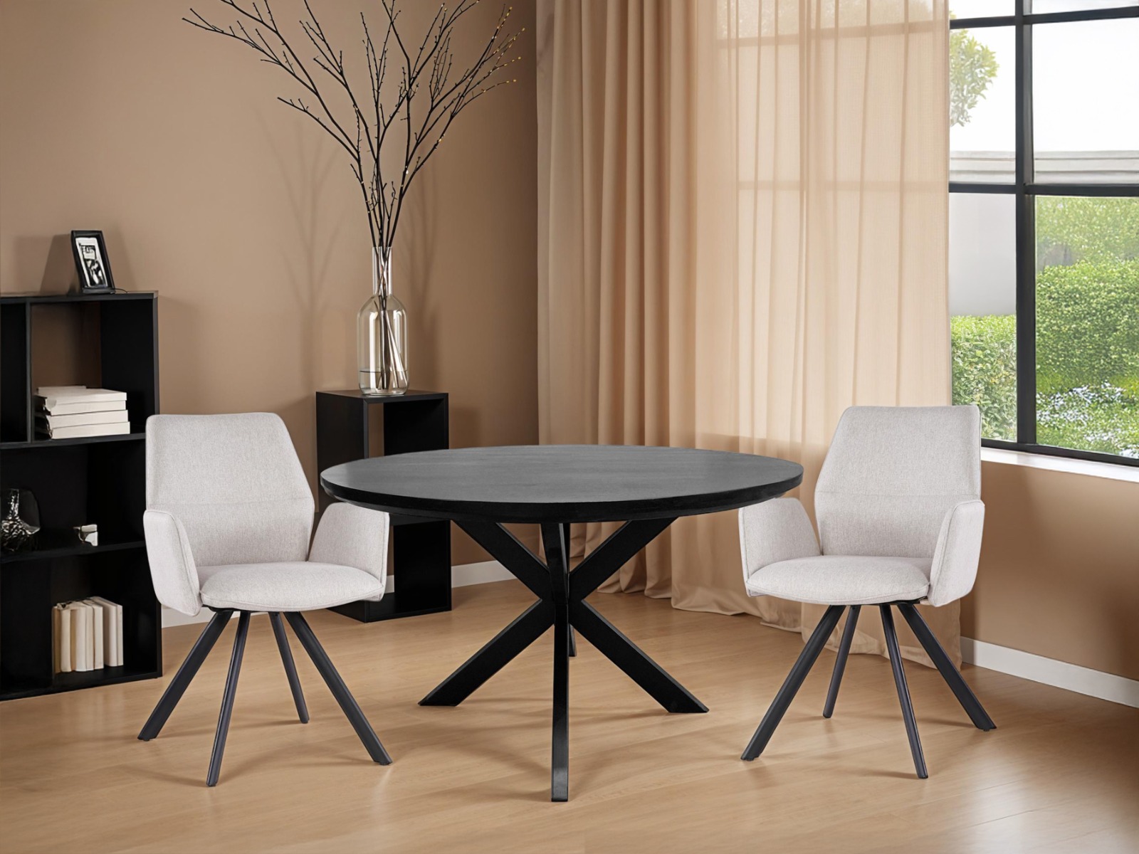Dining Table Jesper Round Black 120cm - Livingfurn