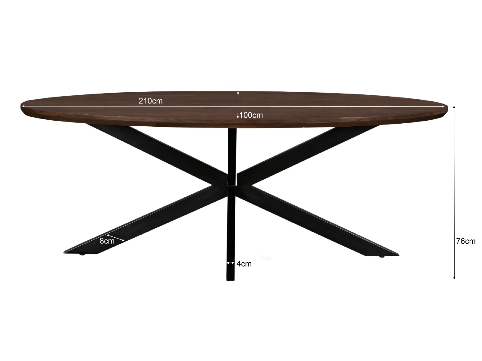 Eettafel Jesper Oval Brown 210 cm - Livingfurn