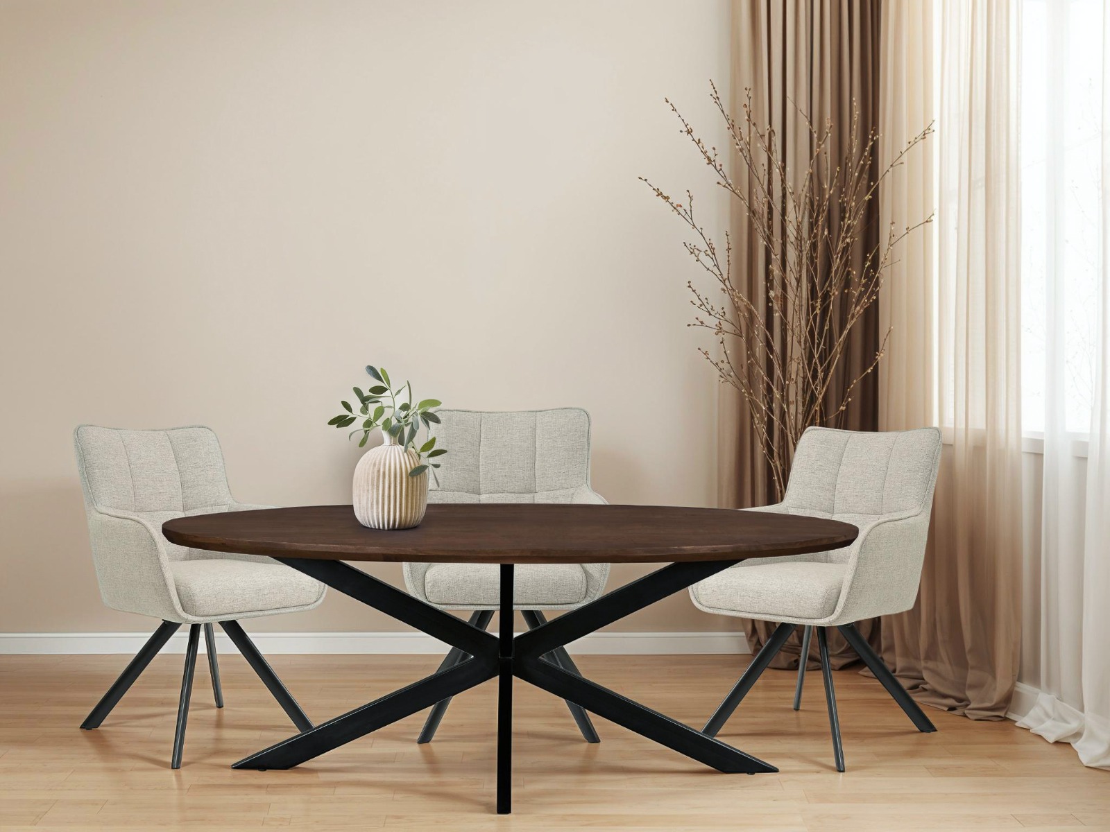 Dining Table Jesper Oval Brown 210 cm - Livingfurn