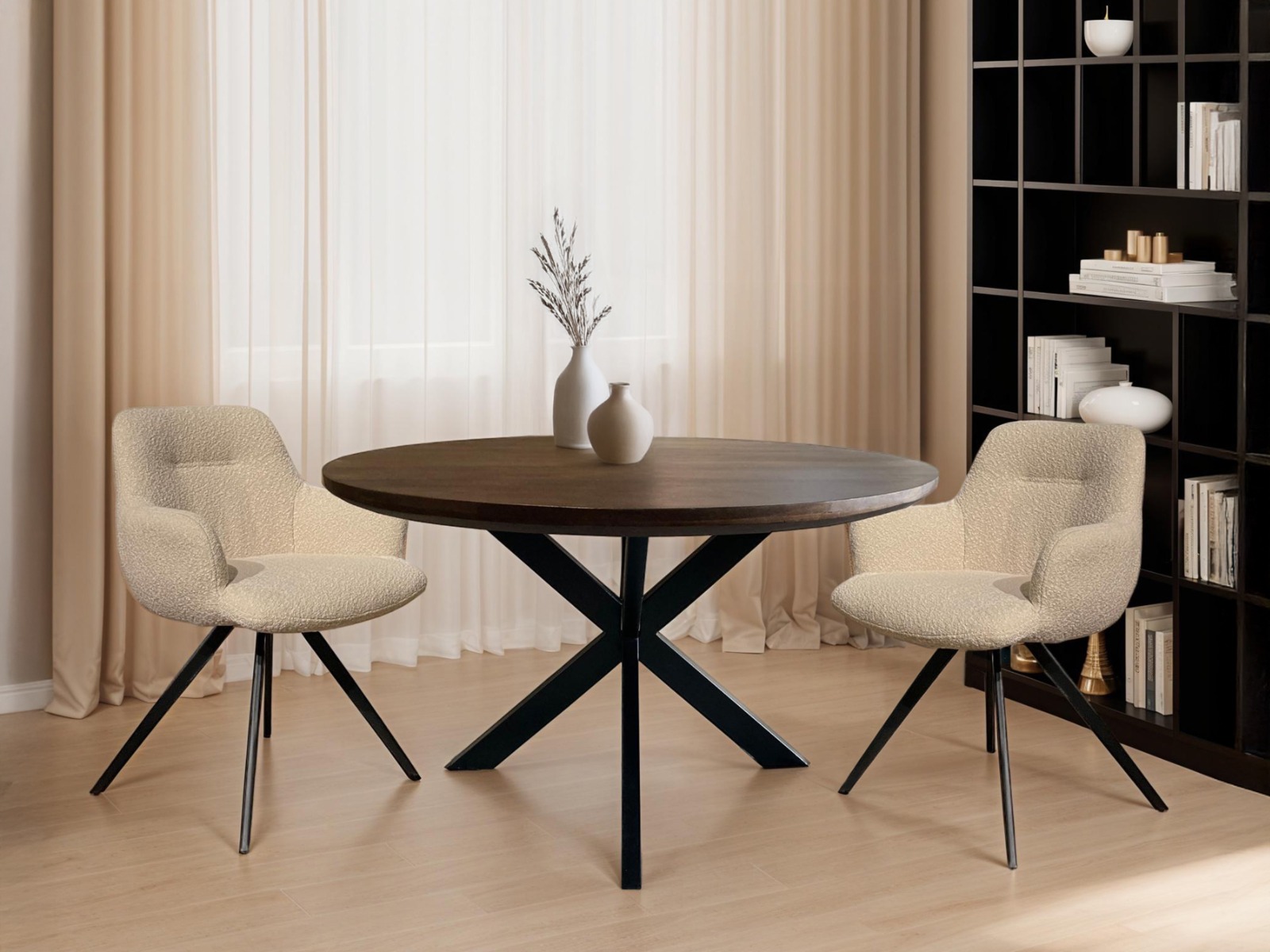 Eettafel Jesper Round Brown 130cm - Livingfurn
