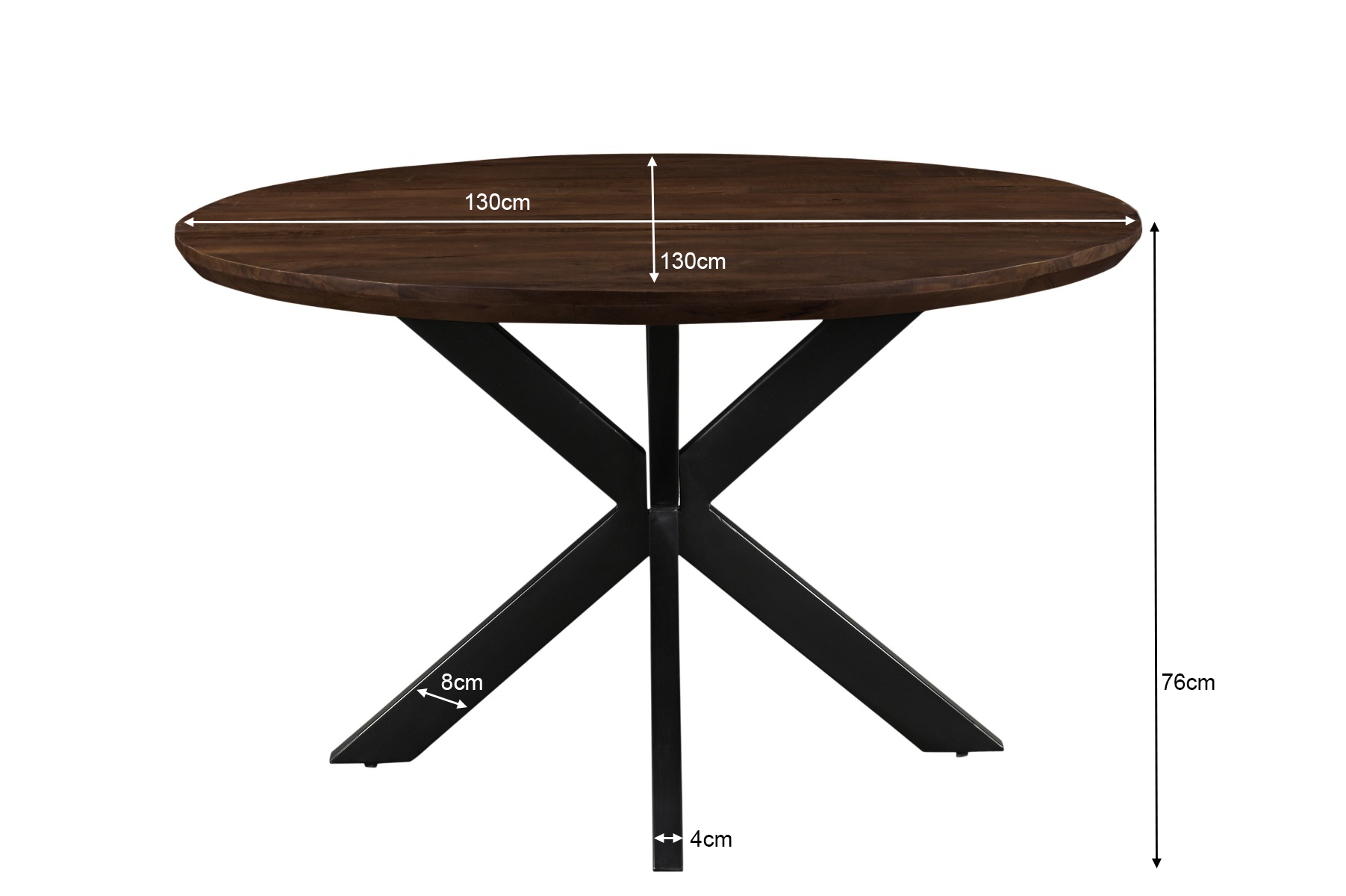 Dining Table Jesper Round Brown 130cm - Livingfurn