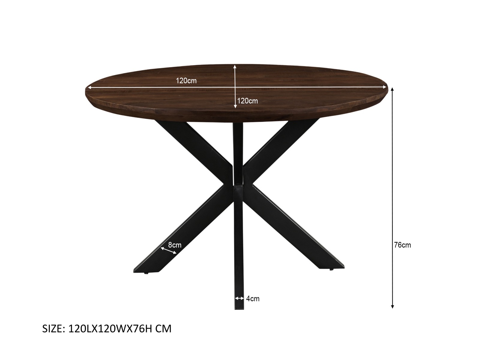 Eettafel Jesper Round Brown 120cm - Livingfurn