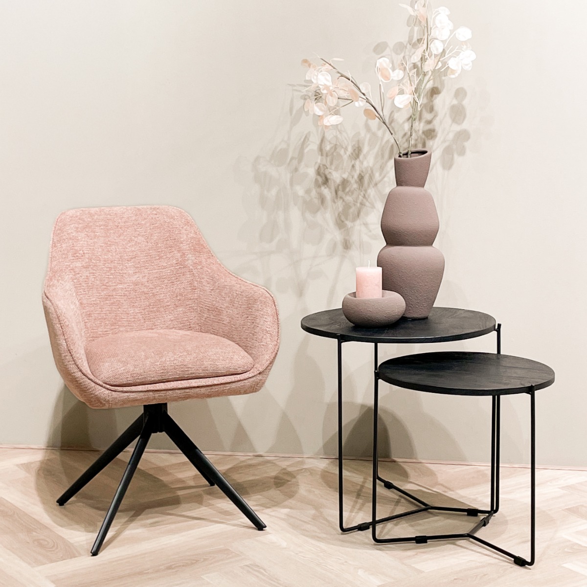 Esszimmerstuhl Thomas Brique (Stoff, Rosa) - Livingfurn