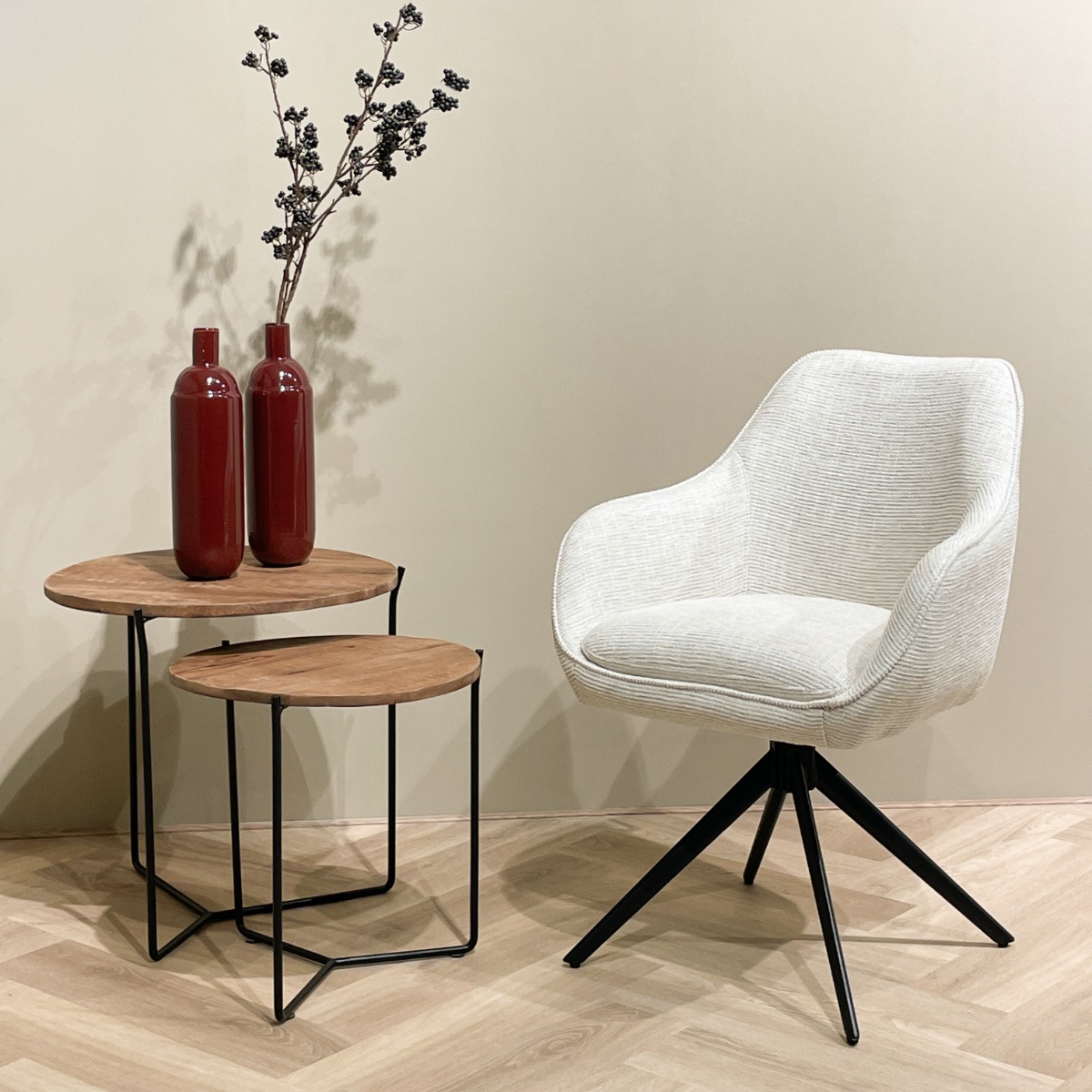 Esszimmerstuhl Thomas Sand (Stoff, Braun) - Livingfurn